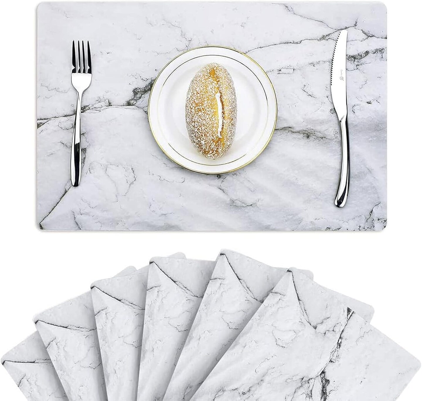 Marble Placemats Washable for Dining Table Set of 6 Thin Environmental Table Mats Wipeable Easy Clean