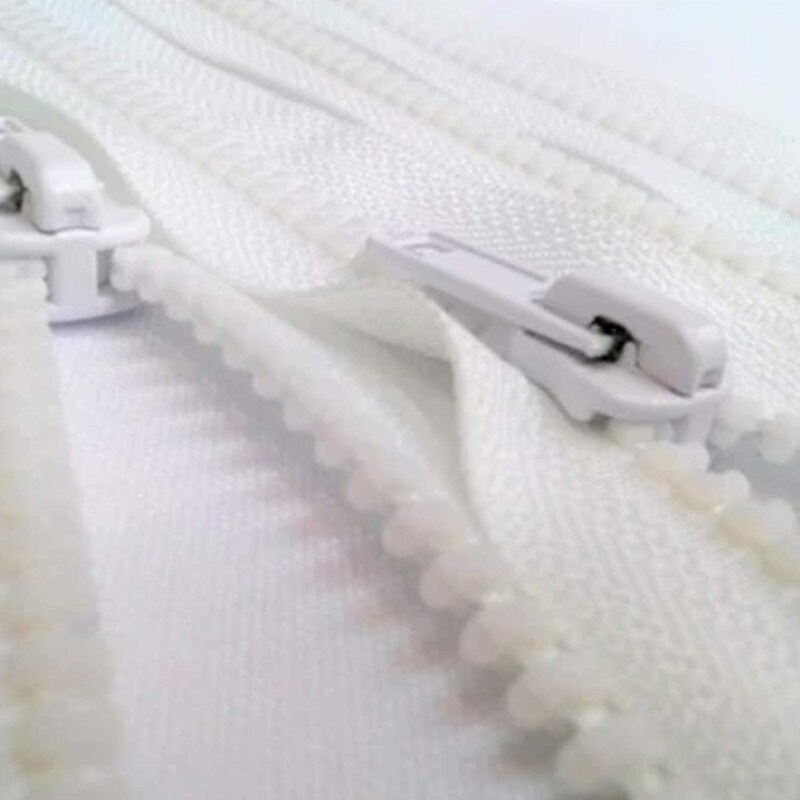 White Molded Plastic Jacket Zipper 28 Inches 5MM Separating