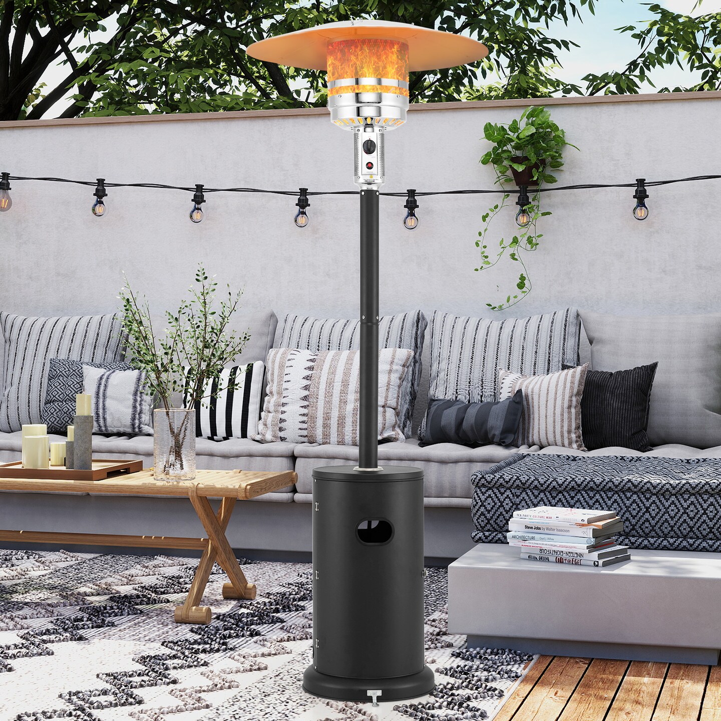 50000 BTU Round Table Design Propane Heater with Adjustable Temperature Knob Perfect for Outdoor Gatherings