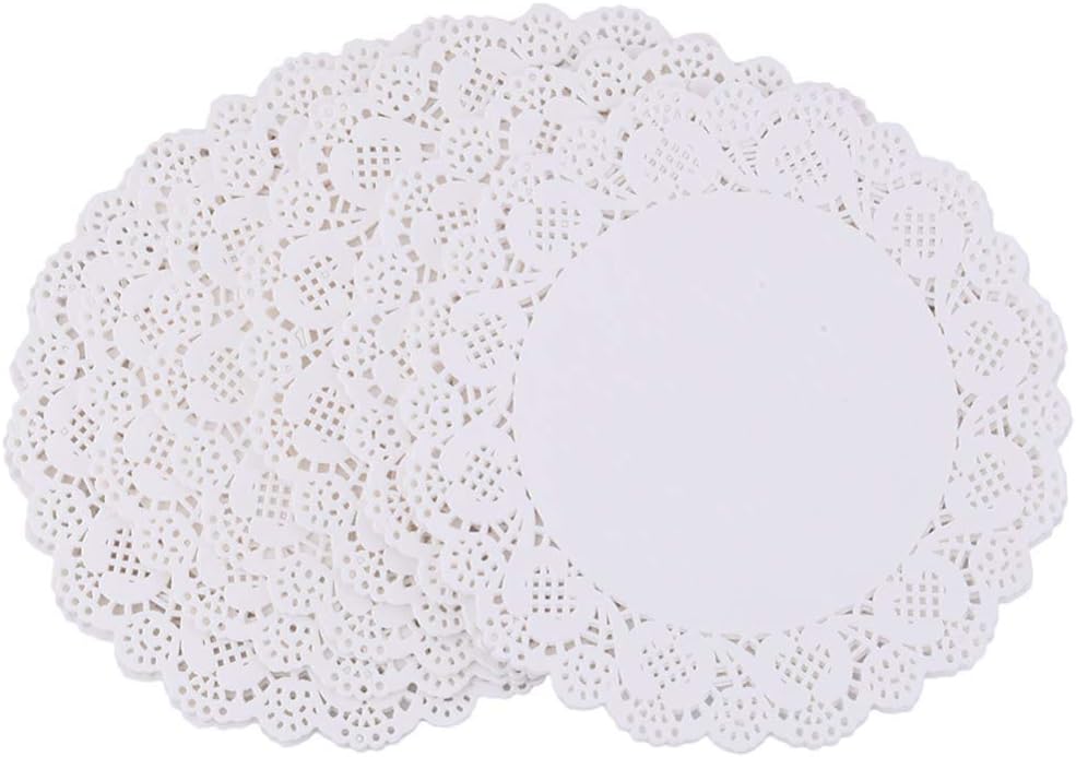 White Lace Paper Doilies - 6 inch Round Paper Doilies - Disposable Paper Placemats - for Wedding, Birthday, Cakes, Desserts, Tableware Food Decoration, Pack of 100