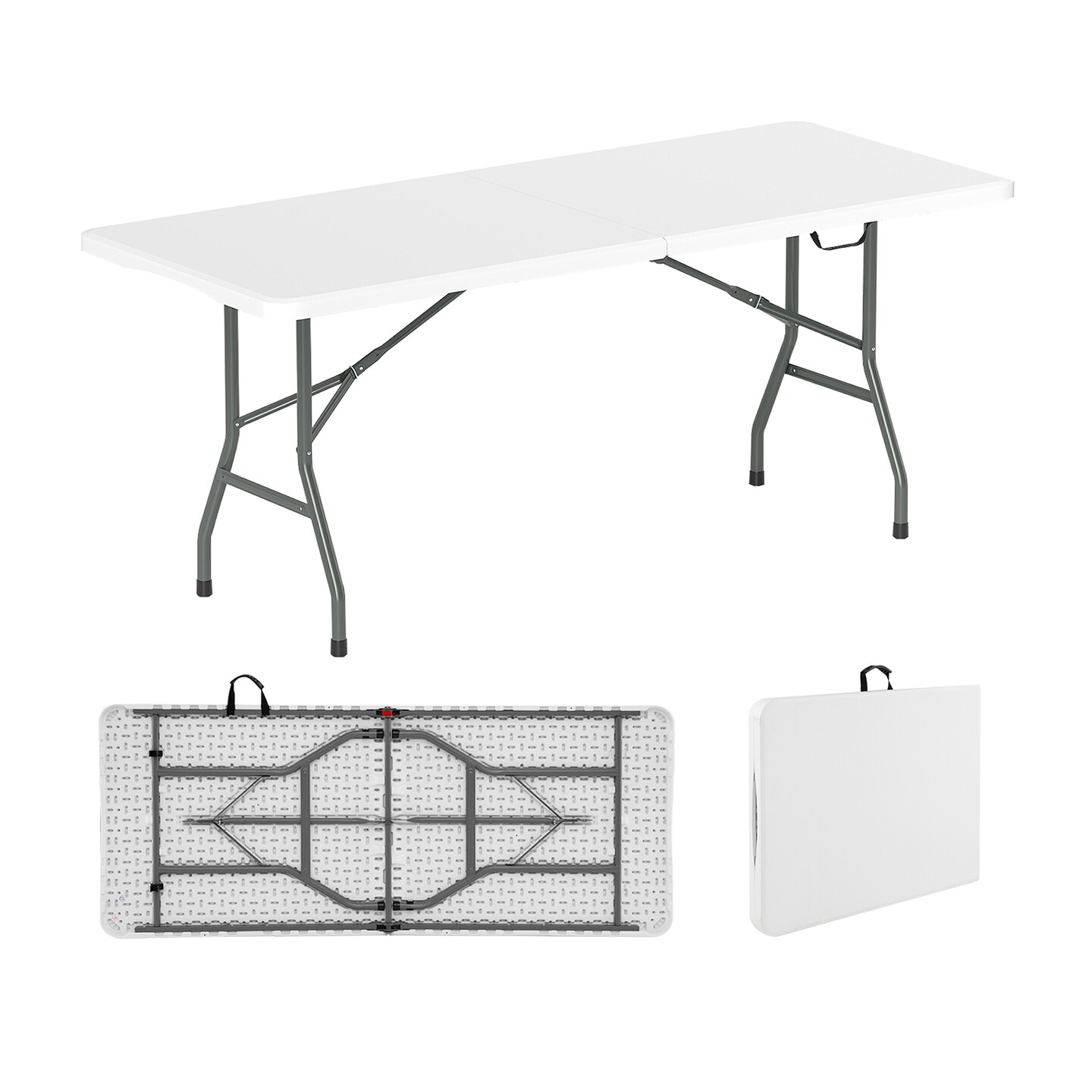 HDPE Folding Table with Metal Legs, Portable and Weatherproof