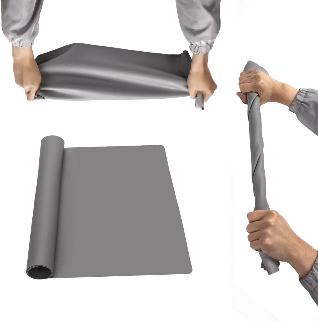 Flexible Silicone Placemat Non Slip Waterproof Heat Resistant Dinner Table Grey 1 pcs