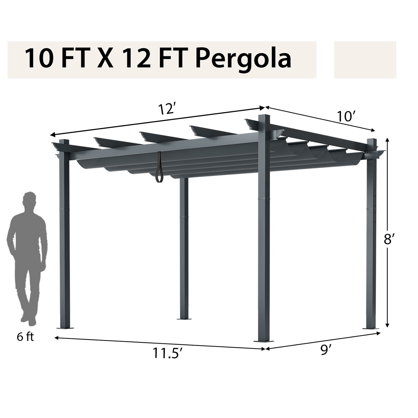 Retractable Pergola with Aluminum Frame and Trellis