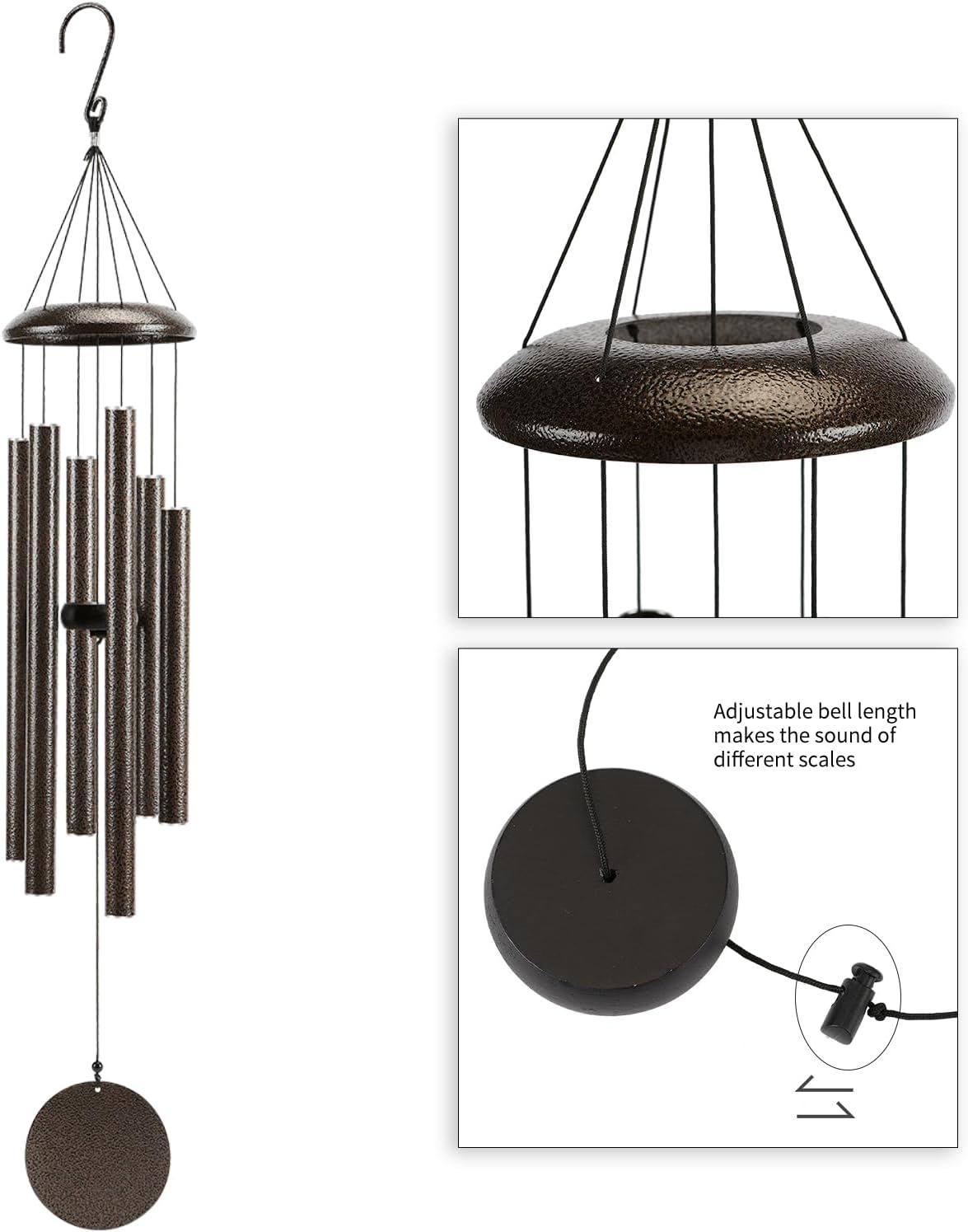 Large 40&#x22; Wind-Chimes-Outdoor-Deep-Tone, Soothing Melodic Tones Windchimes, Wind Chimes for Outside, Brown Memorial Wind Chime Best Gift for Mom Women Grandma Neighbors