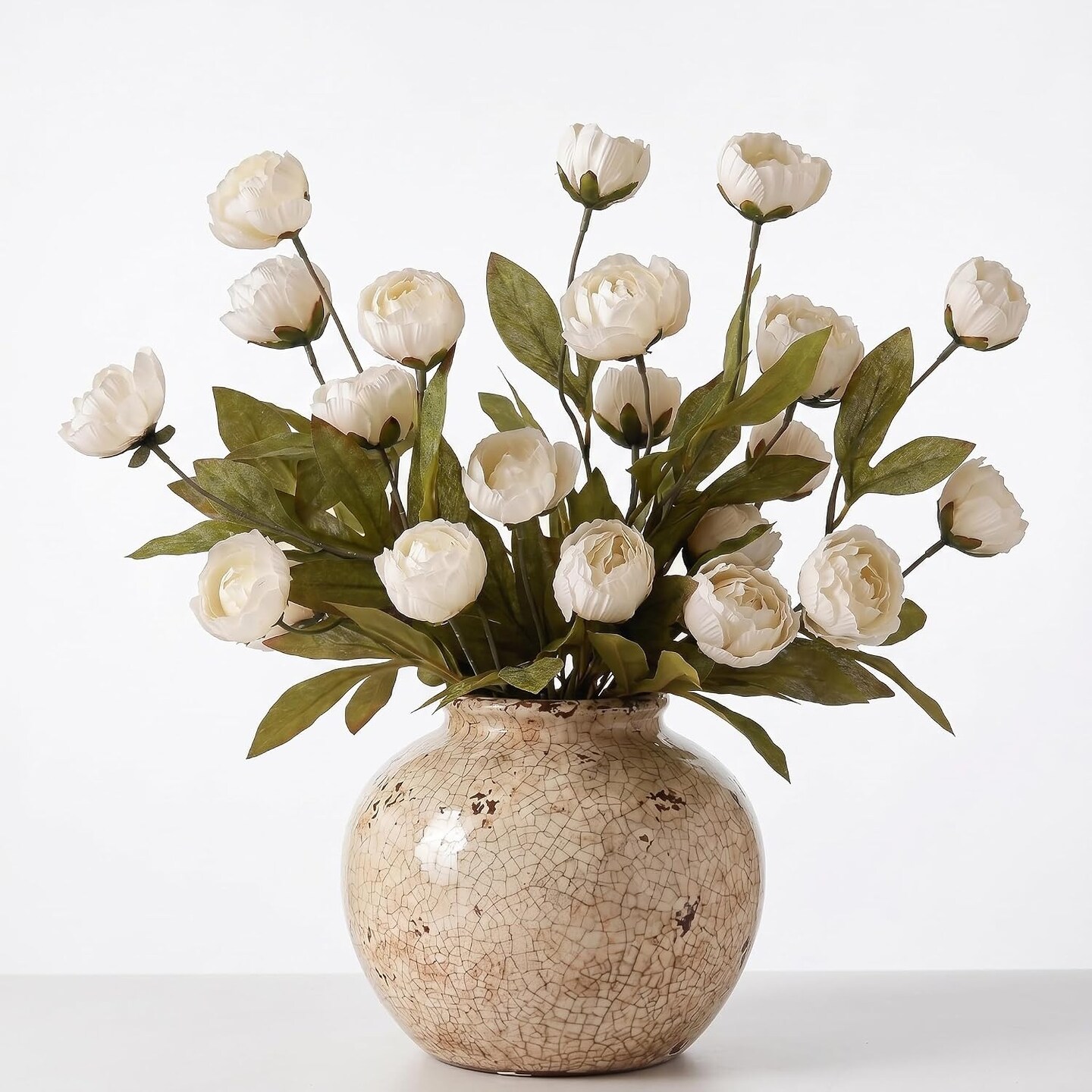 6Pcs 27 Inch Artificial Peony Flowers with Stems, Realistic Silk