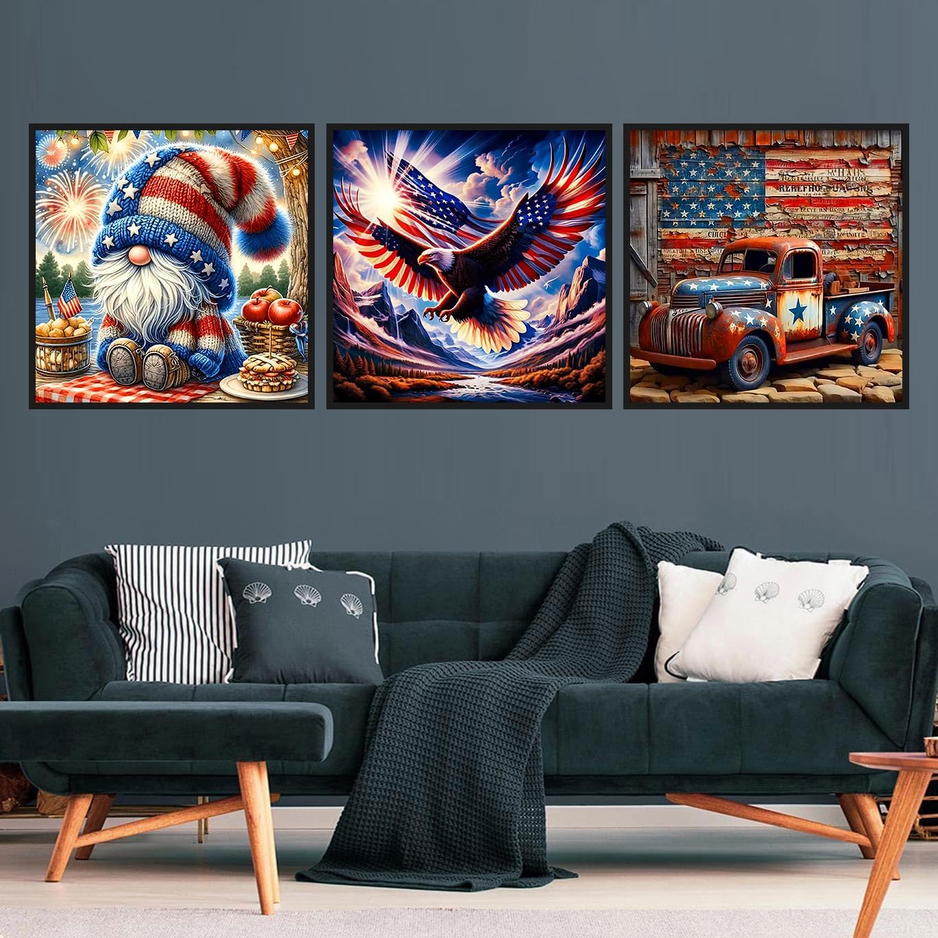3 Pack 4th of July Patriotic Diamond Painting Kits for Adults Beginners – 5D Full Drill DIY Gem Art 14x14 Inch USA Independence Day Wall Decor Craft Set