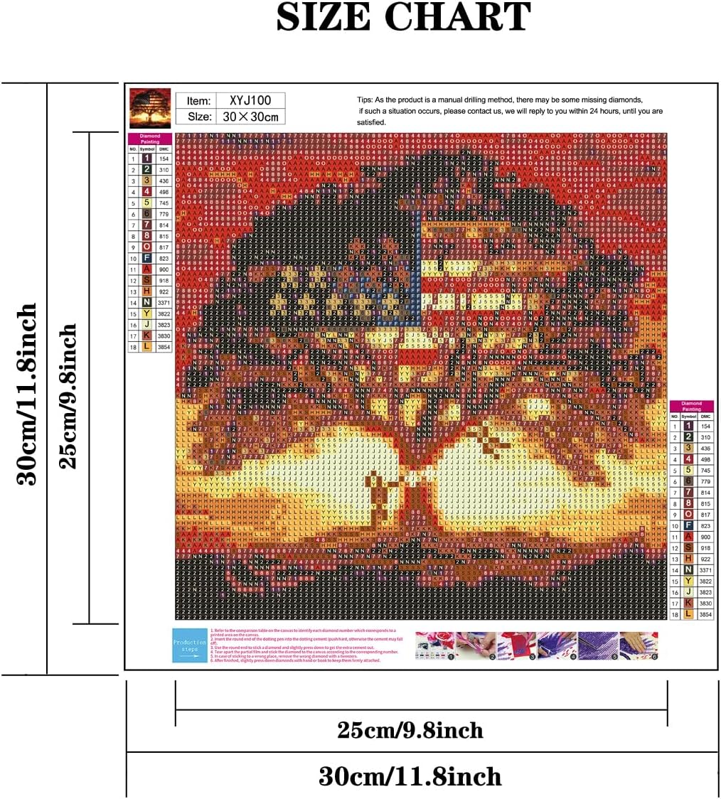 5D American Flag Tree Diamond Painting Kit for Adults 12x12 Inch Full Round Drill DIY Patriotic Gem Art Beginners Wall Decor Craft Set