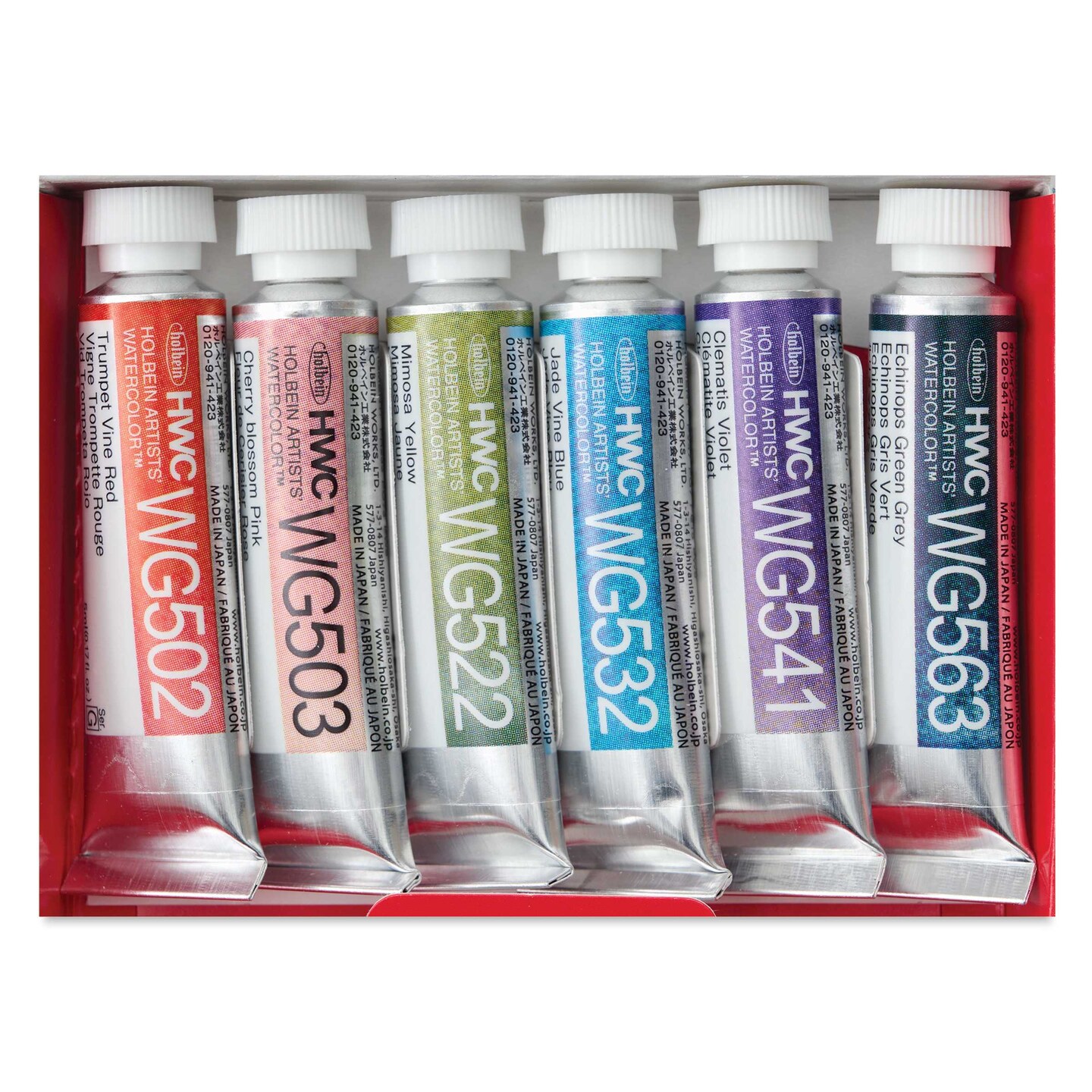 Holbein Artists' Watercolors- Set of 6, Granulating, Flower, 5 ml