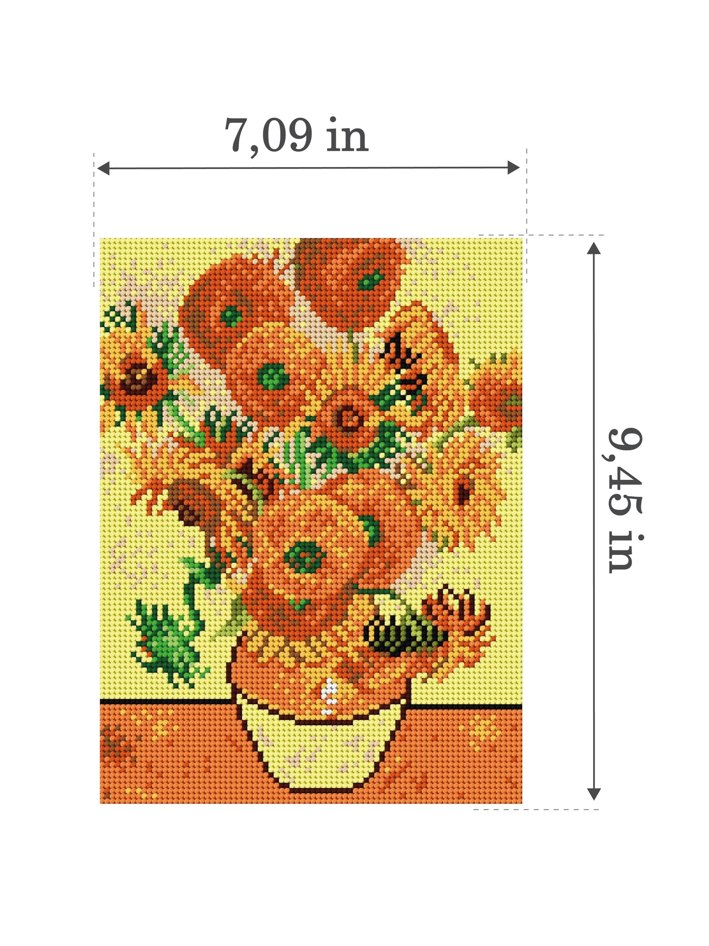 Sunflowers 1814F Needlepoint canvas for halfstitch without yarn