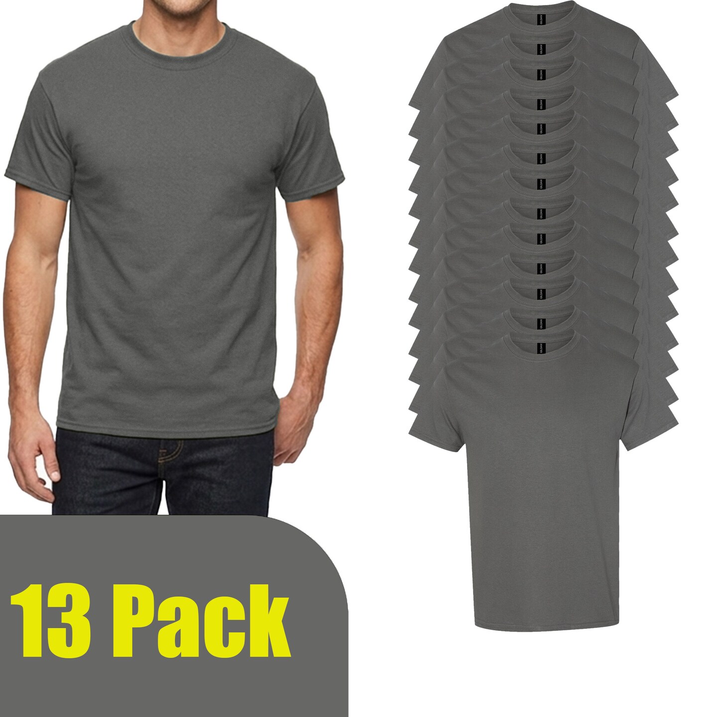 Gildan Adult's Craft & DIY Short Sleeve T-Shirt, Heavy Cotton Charcoal Crewneck Value Pack Tee