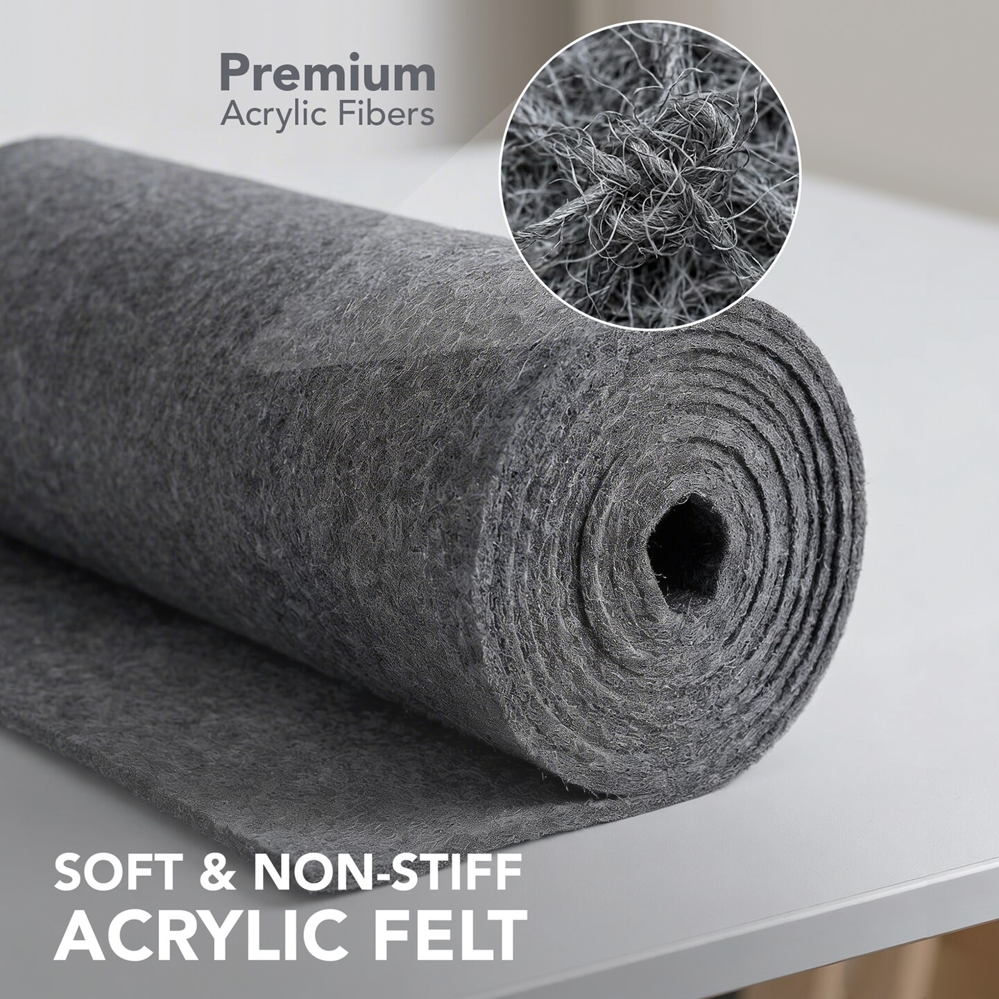 FabricLA 3.2mm Thick Felt Fabric – 60” Wide Heavyweight Acrylic Felt (340 GSM) – Soft Craft Felt for DIY, Sewing & Padding – Half Yard (18” x 60”) or 1 Yard (36” x 60”)