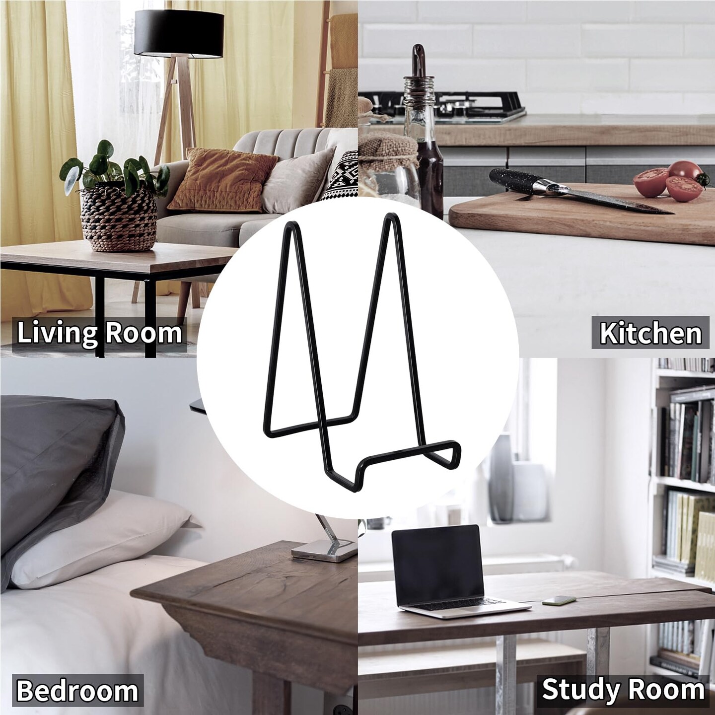 3 Pack 6 inch Metal Plate Stands for Display, Plate Holder Pictures Frame Easel Display Stand, Tabletop Picture Stand, Iron Easels for Display Photo Frames, Plates, Vinyl Record,Book, Plaque, Sign
