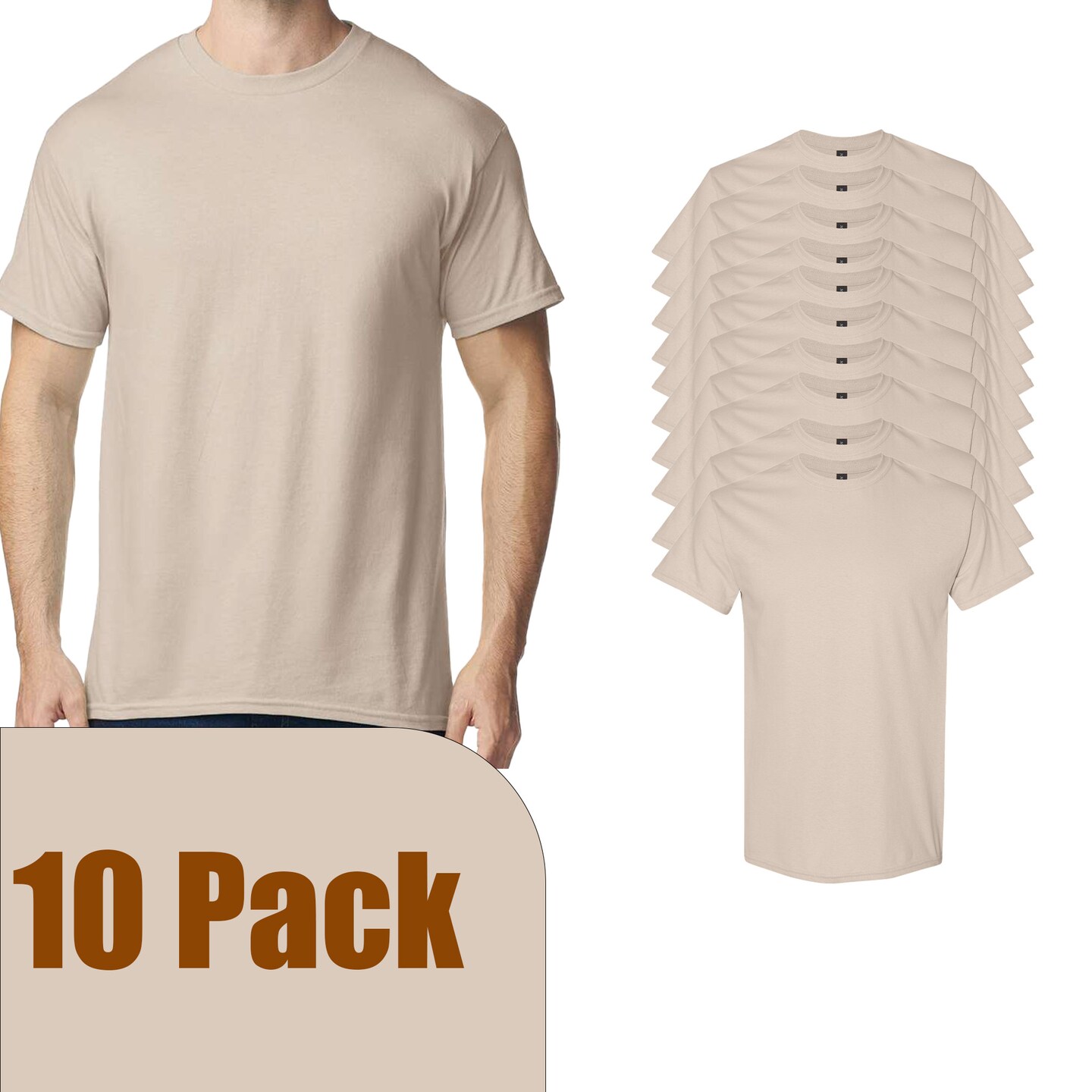 Gildan Sand Short Sleeve Heavy Cotton T-Shirt Craft Pack for Cricut, Heat Transfer & Creative Printing (S–5XL)