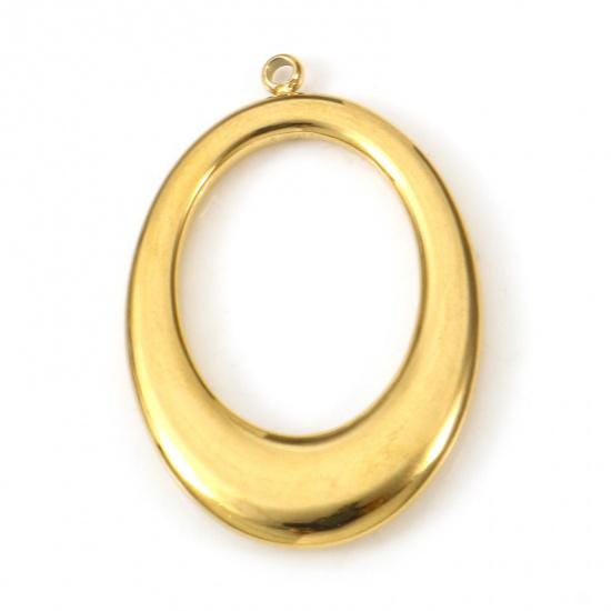 *2* 18k Gold Plated 304 Stainless Steel Oval Drop Charms