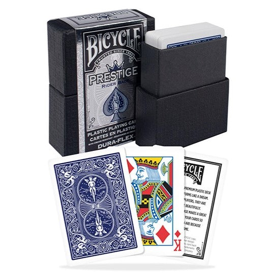 Bicycle Prestige Rider Back Plastic Dura-Flex Playing Cards, Poker Size Standard Index, Blue