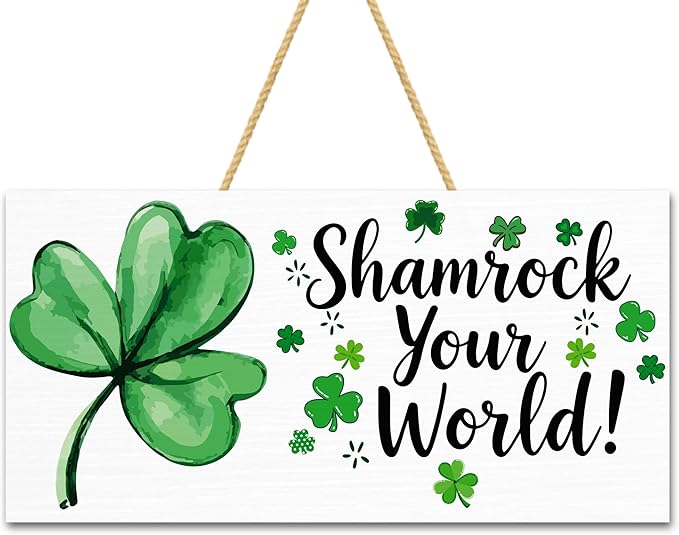 St Patricks Day Decorations - Hanging Wooden Sign for Wall Home Door Birthday | Shamrock Decorations Wood Wreaths Irish St Patty's Day Accessories Party Favors - St. Patrick's Day Decor