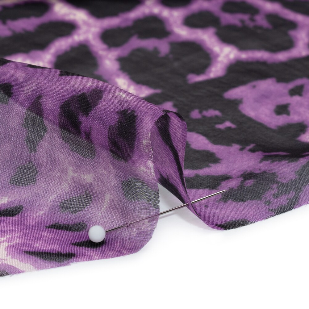1 Yard Purple Red Black Animal Spots Patchwork Silk Voile 54" Wide Sheer Designer Fabric