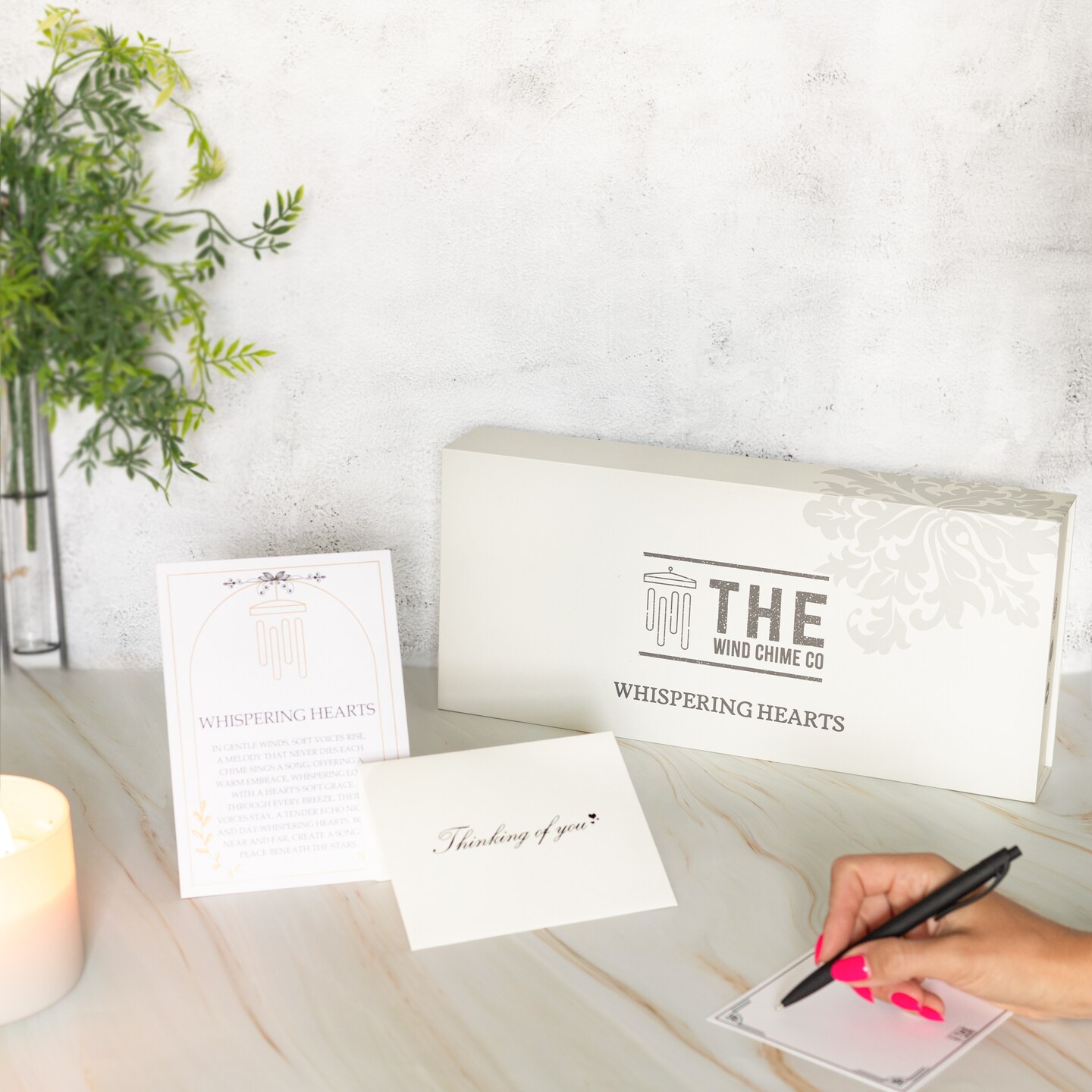 Memorial Wind Chime – Whispering Hearts Collection – Platinum Rose Personalized 30” - Thumbnail 4