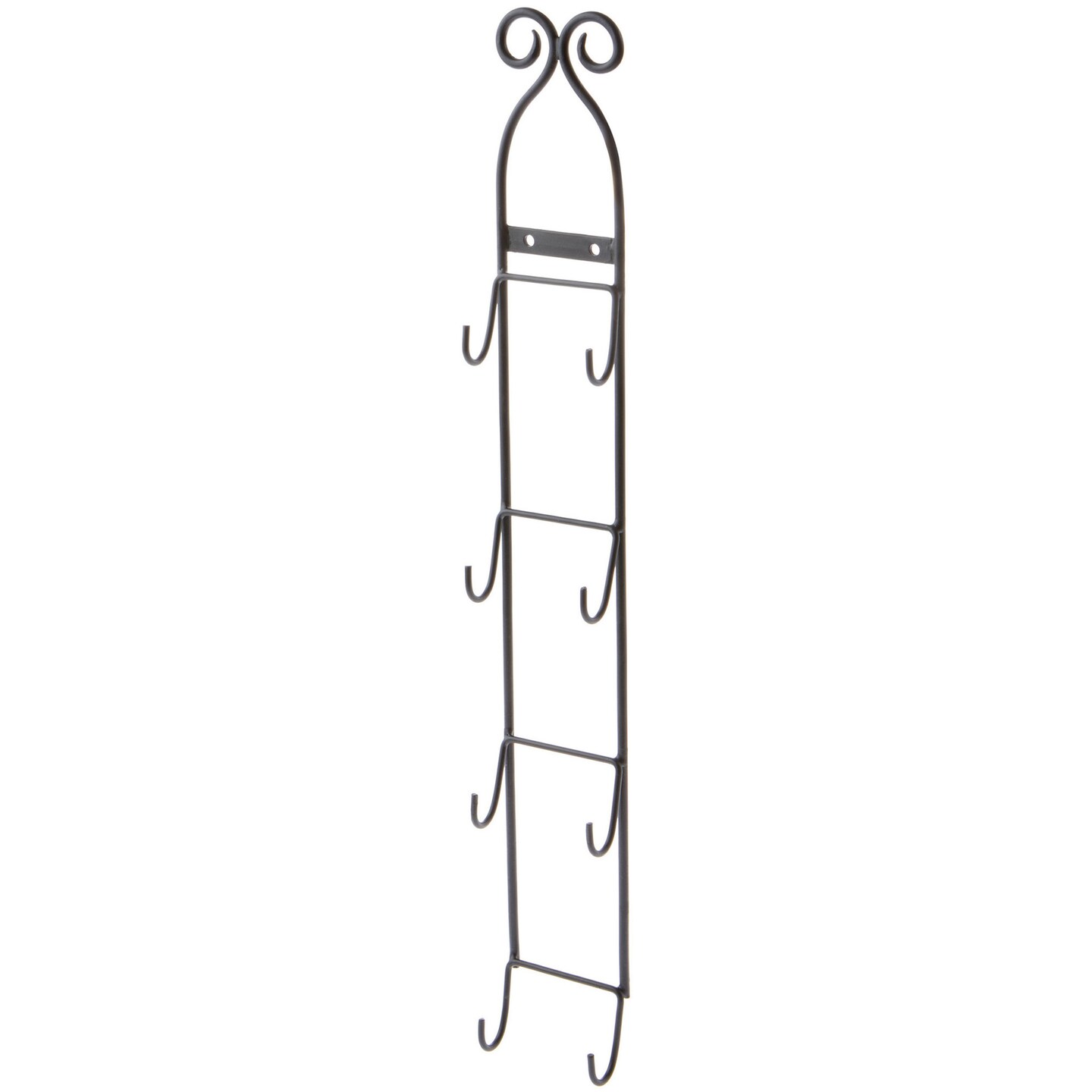 Bard's Black Wrought Iron Wall Mountable Vertical Hanger for 4 Saucers, 20" H x 2.75" W x 1.25" D (For 3"- 4.625" Saucers)