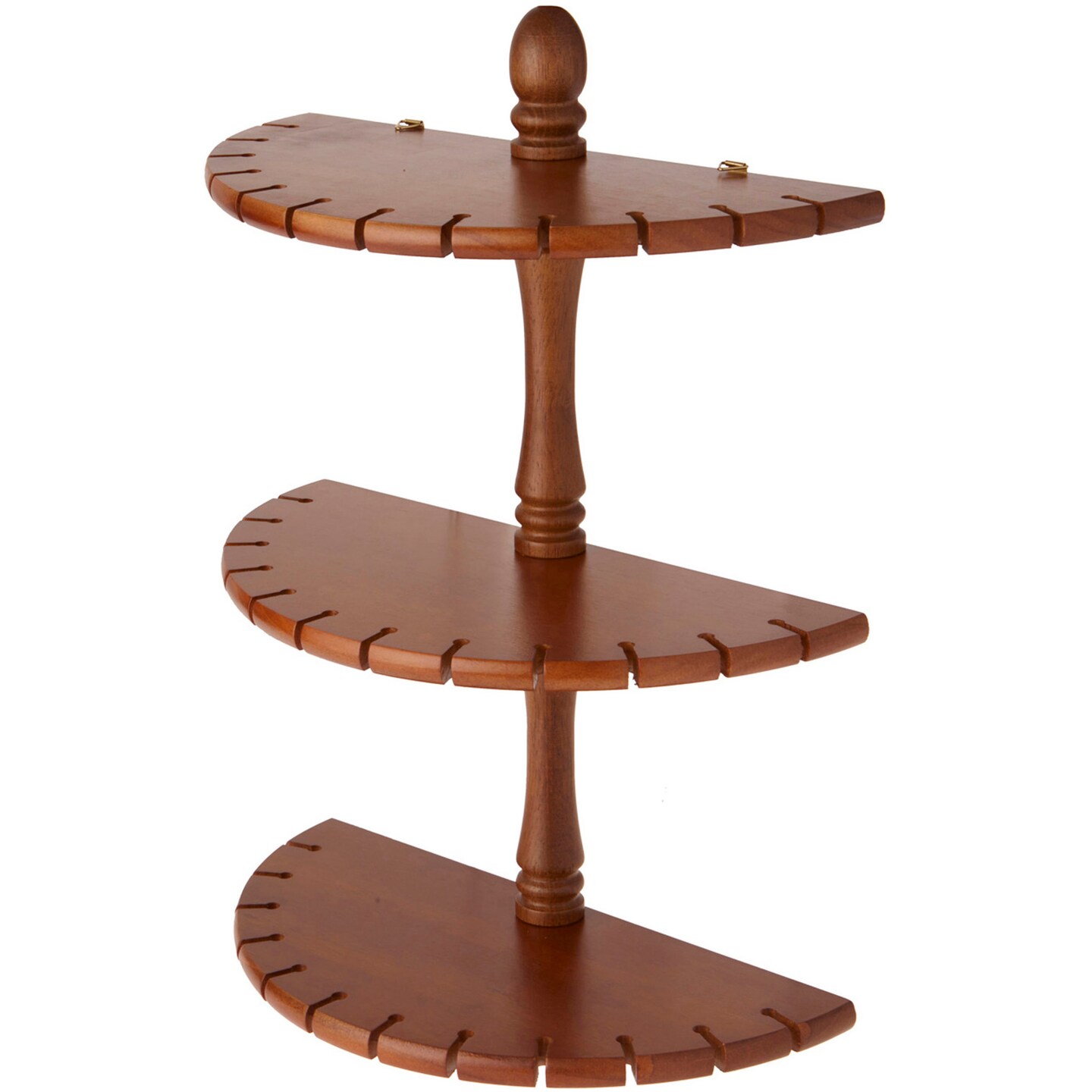 Bard's Curved Brown Wood Wall Mountable 36 Spoon Rack, 3 Shelves, 17" H x 11.25" W x 5.5" D