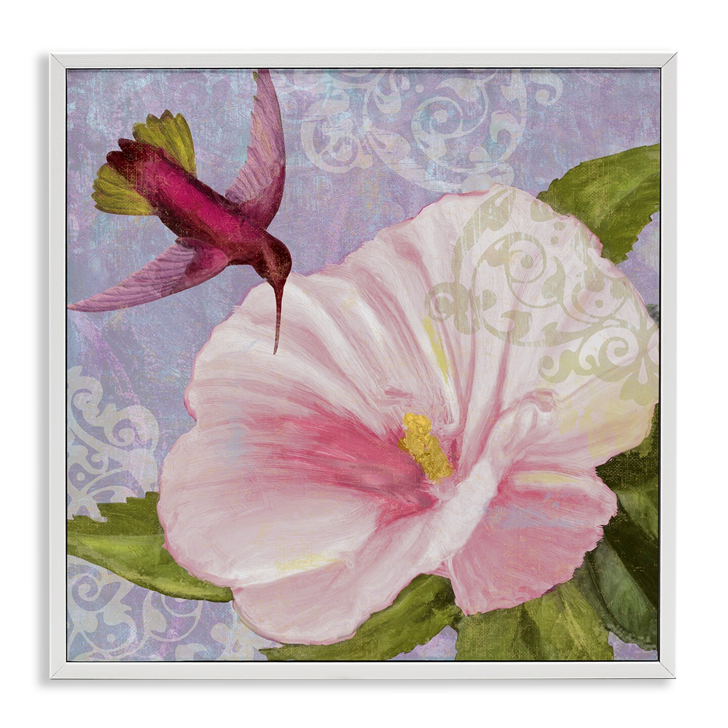 Stupell Industries Hummingbird with White Flower Framed Giclee Design by Sasha