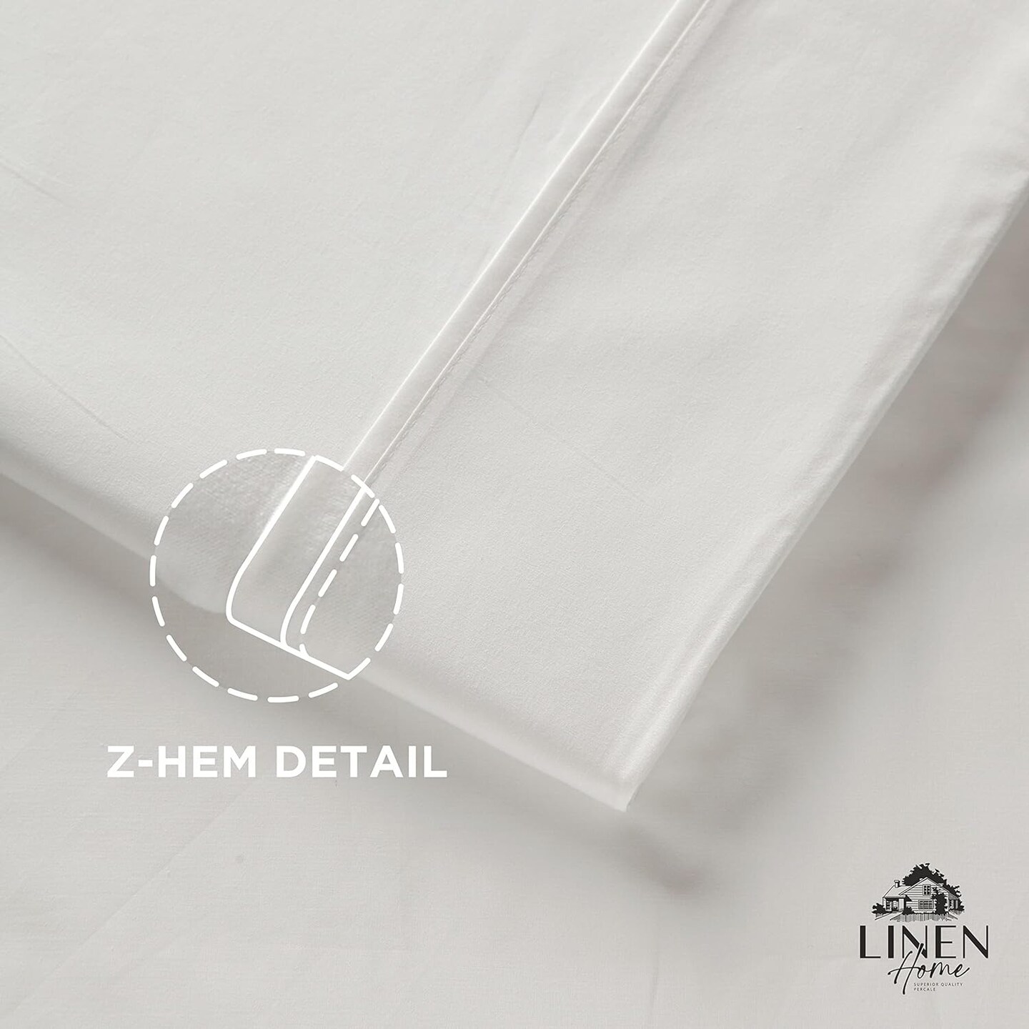 100% Cotton Percale Pillowcases King Size, White, 2 Pieces of Pillow Case, Crisp and Cool Strong Bed Linen