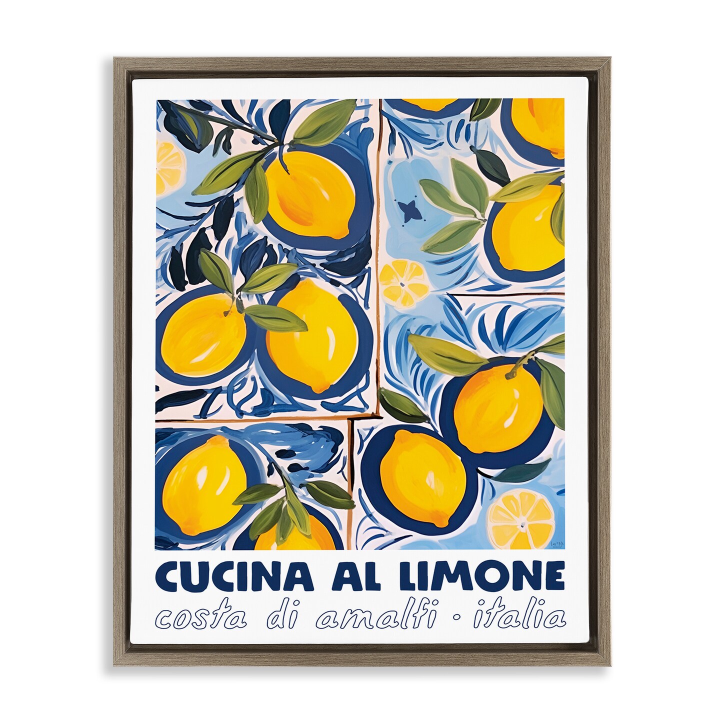 Stupell Industries Bright Mediterranean Lemons Floating Frame Design by Lux + Me Designs
