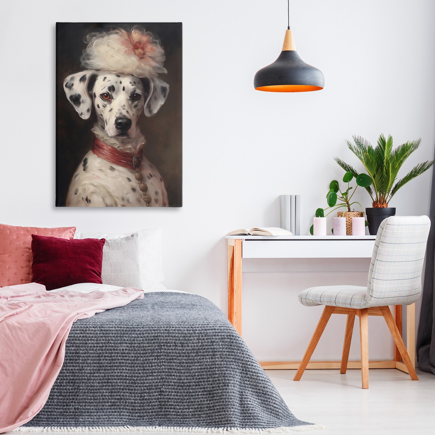 Stupell Industries Dalmatian with Fancy Hat Portrait Canvas Design by Wumples