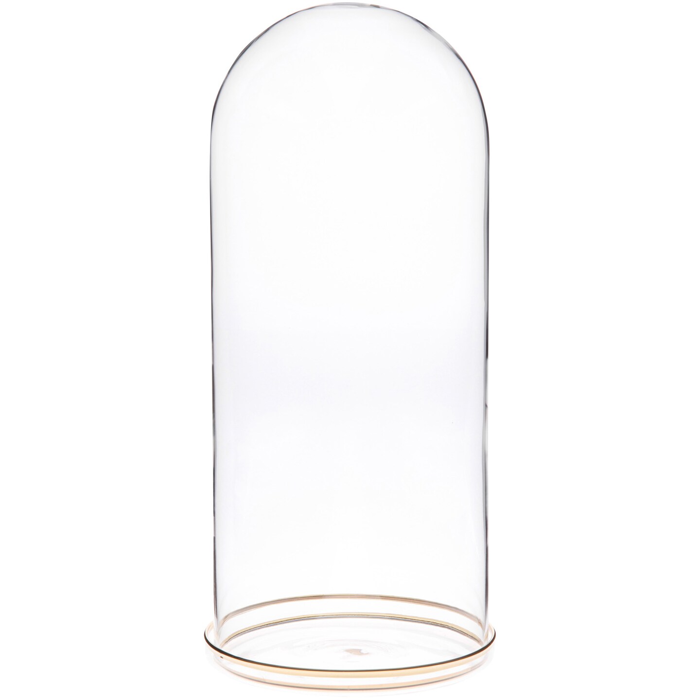 Plymor 5.5" x 13" Glass Display Dome Cloche with Gold Rim (Gold Rim Glass Tray Base)