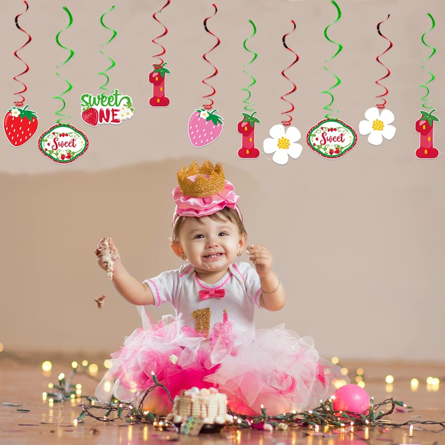 Strawberry Birthday Decorations, 40Pcs Sweet One Hanging Swirls Summer Fruit Decor