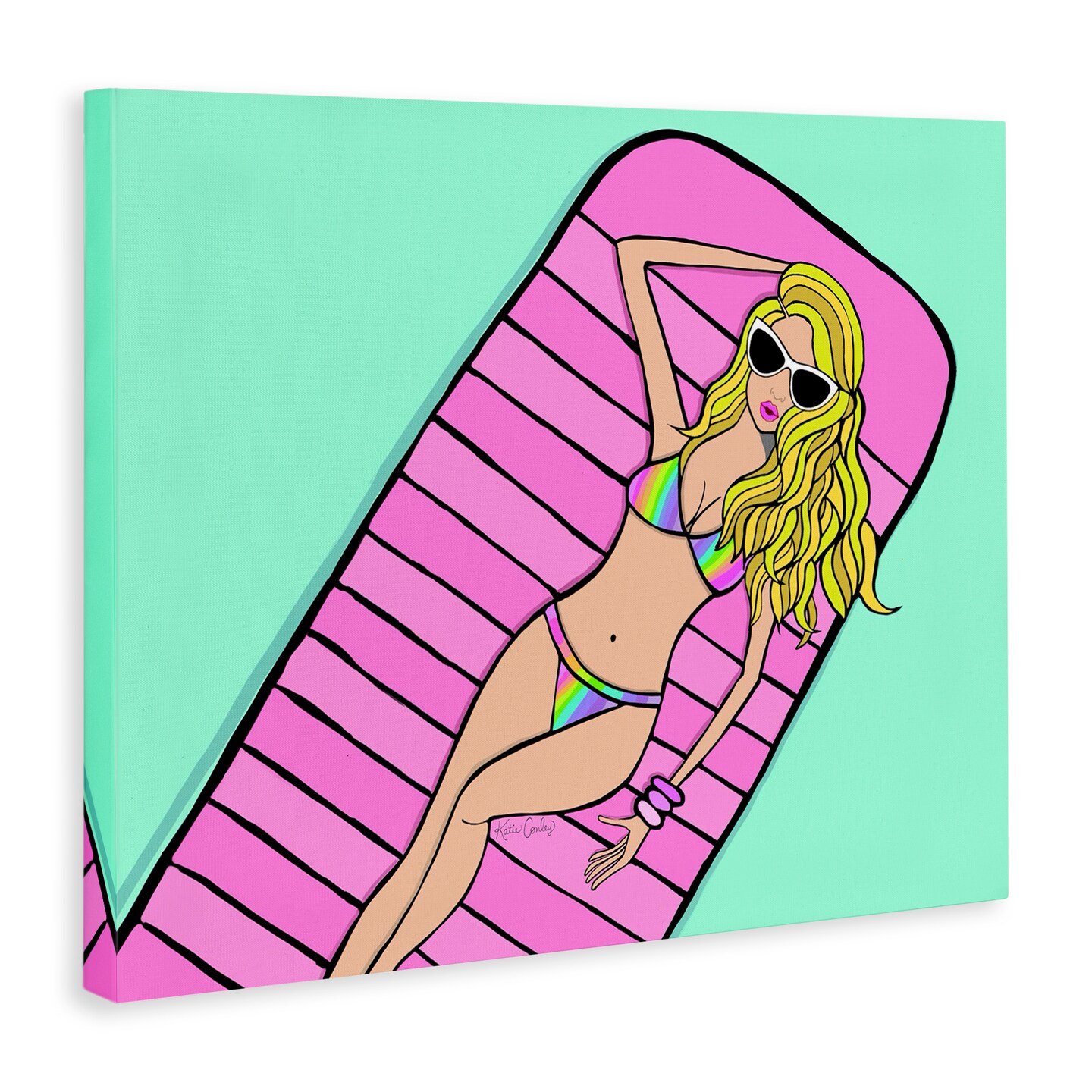 Stupell Industries Trendy Girl on Pool Float Canvas Design by Katie Conley