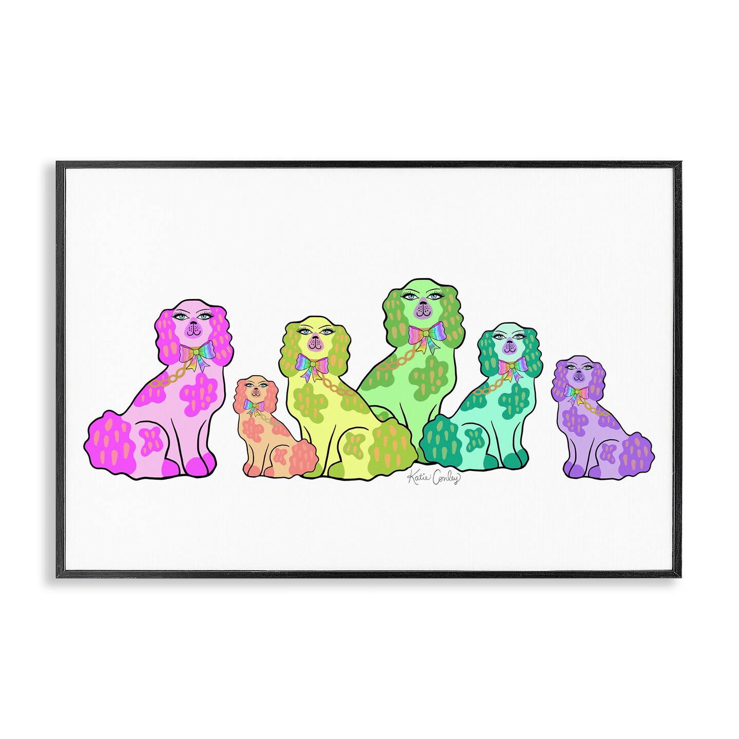 Stupell Industries Colorful Posh Pooches Framed Giclee Design by Katie Conley