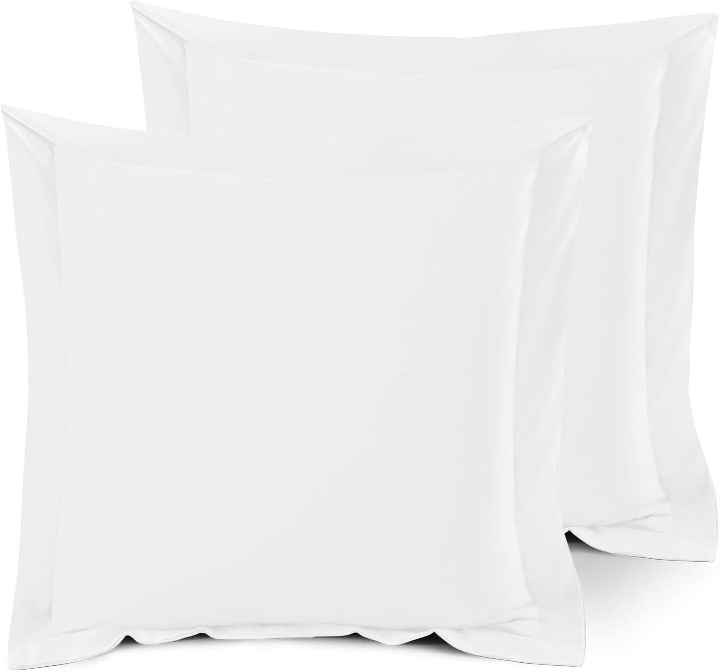 Soft Pillow Shams Set of 2 - Double Brushed Microfiber Pillow Covers - Hotel Style Premium Bed Pillow Cases, with 1.5” Decorative Flange, Euro 26"x26" - White