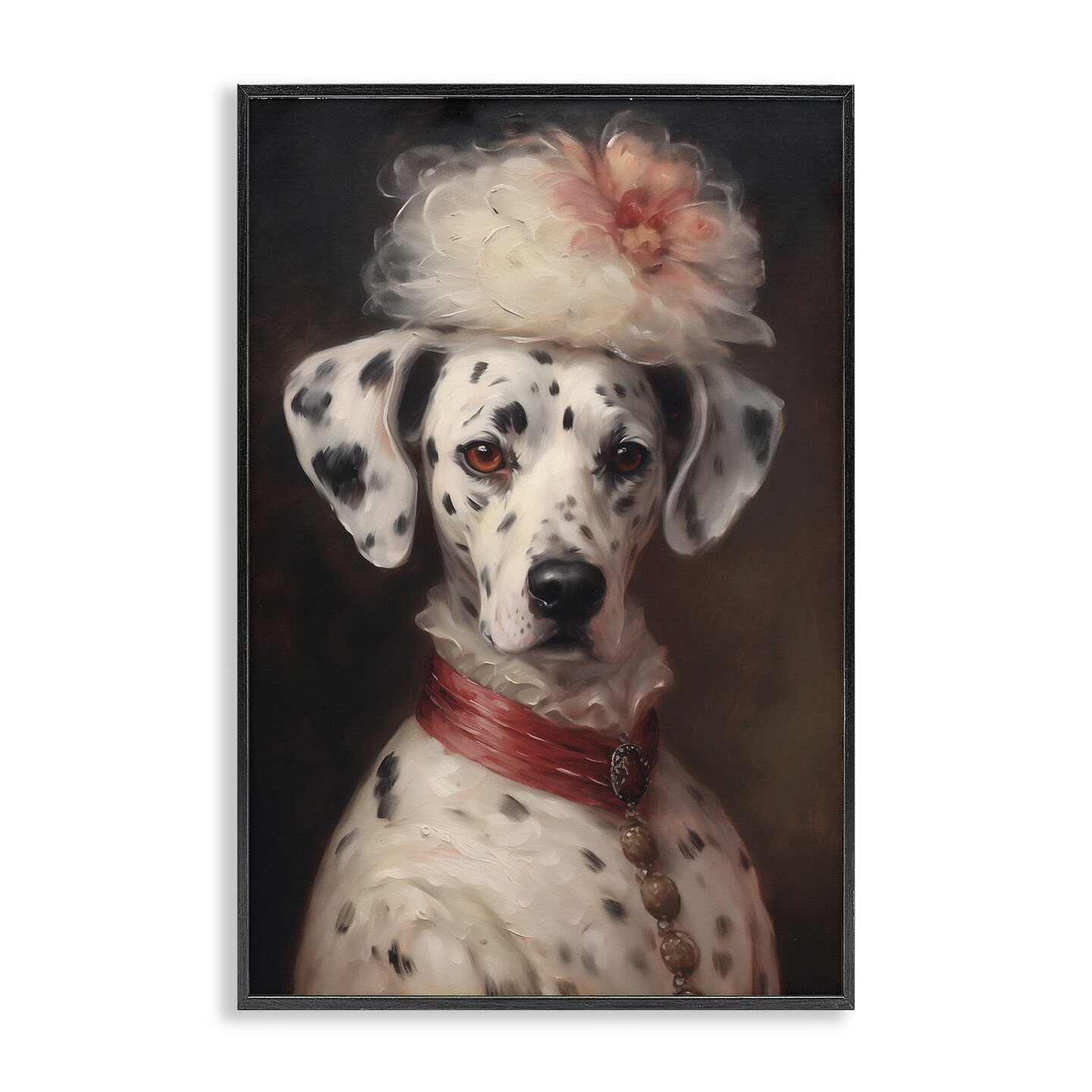 Stupell Industries Dalmatian with Fancy Hat Portrait Framed Giclee Design by Wumples