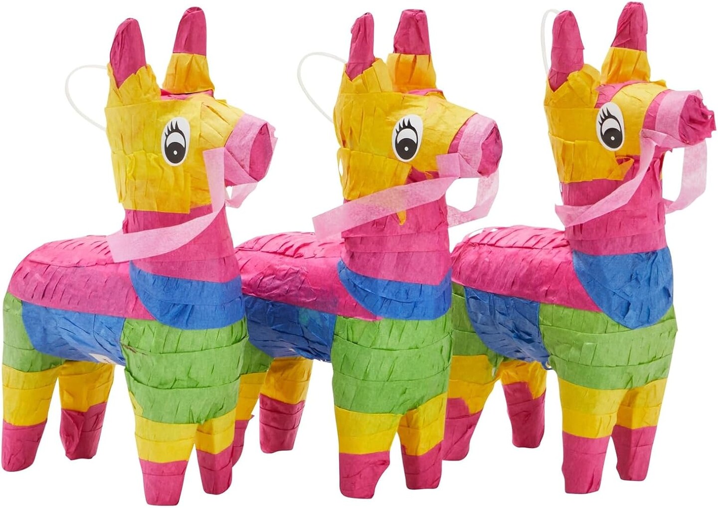 Mini Donkey Pinata - 3 Pack Small Mexican Pinatas for Cinco de Mayo, Mexican Fiestas, Birthday Parties (4 x 7.5 x 2 In)