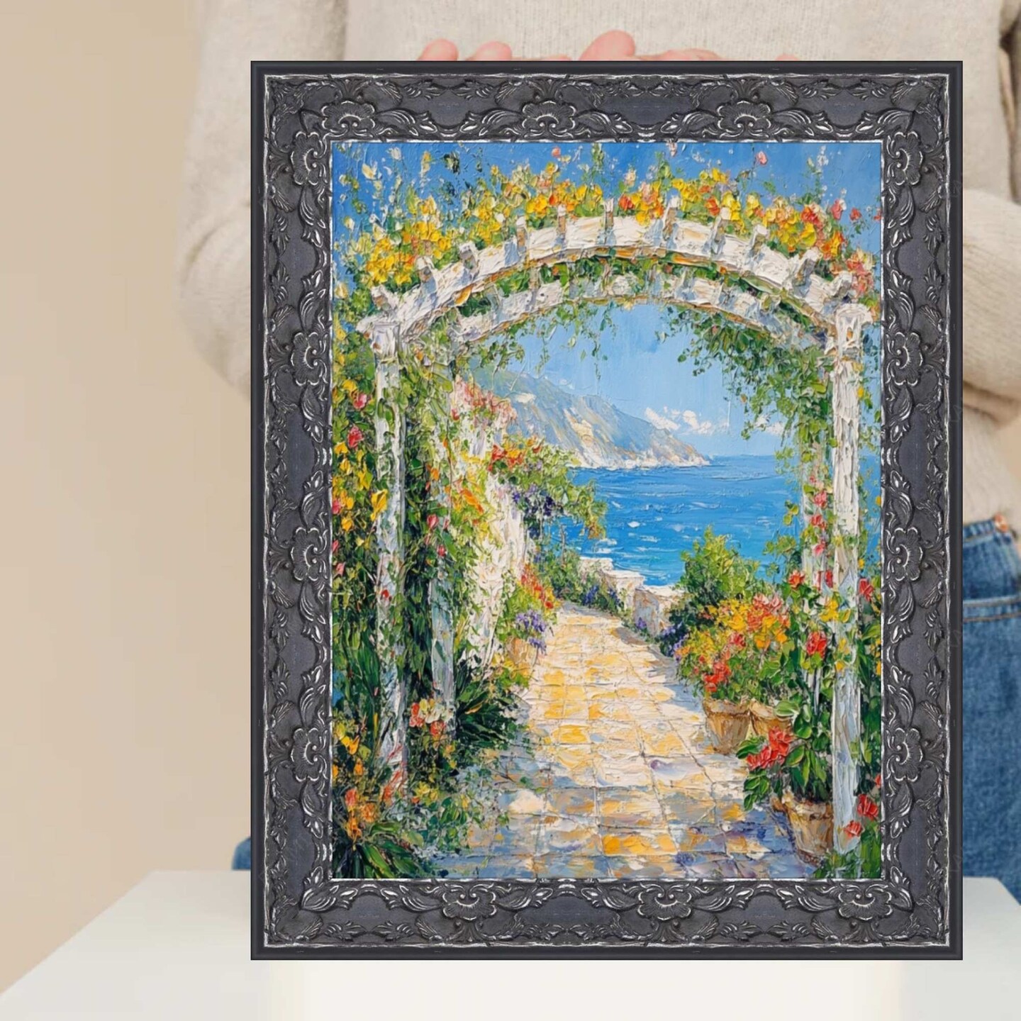 Renaissance Silver Black Ornate Picture Frame 27x40 frame