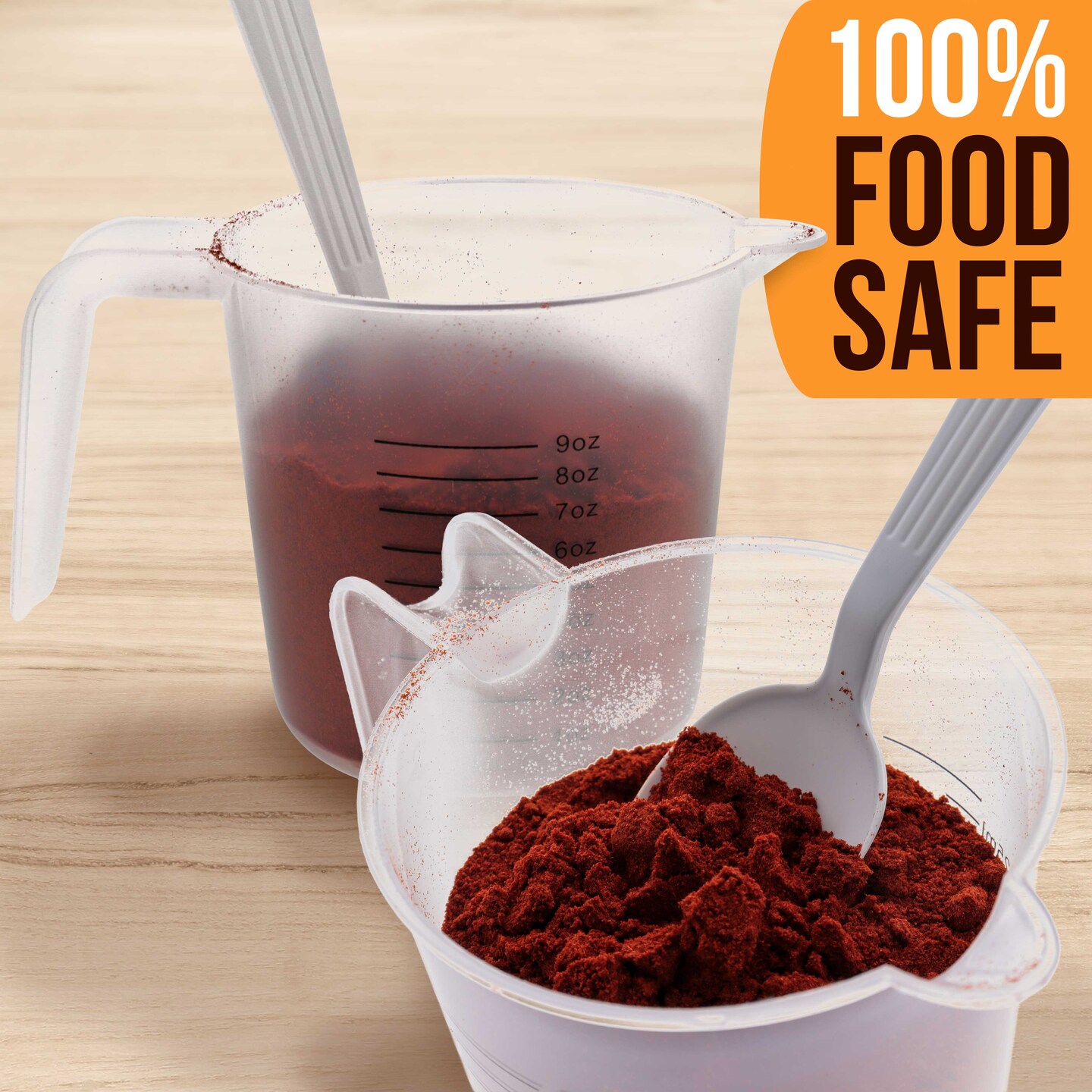 U.S. Kitchen Supply&#xAE; - 8 oz (250 ml) Plastic Graduated Measuring Cups with Pitcher Handles (Pack of 6), 1 Cup Capacity, Ounce, ML Markings, Measure Mix