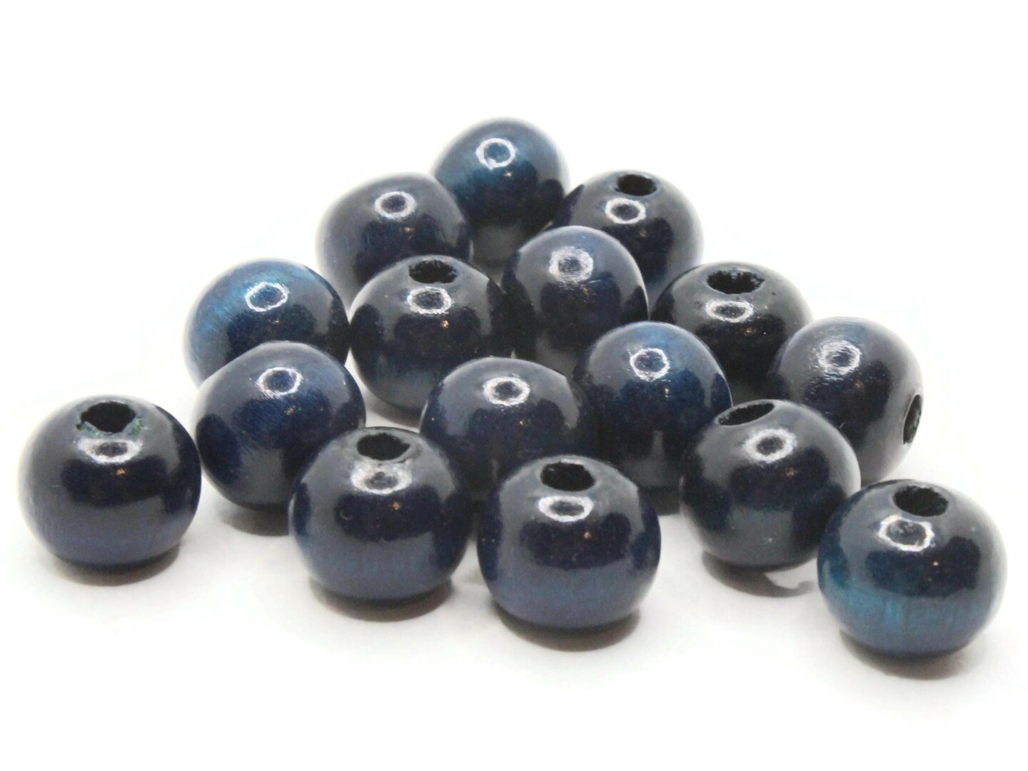 16 14mm Round Blue Vintage Wooden Beads