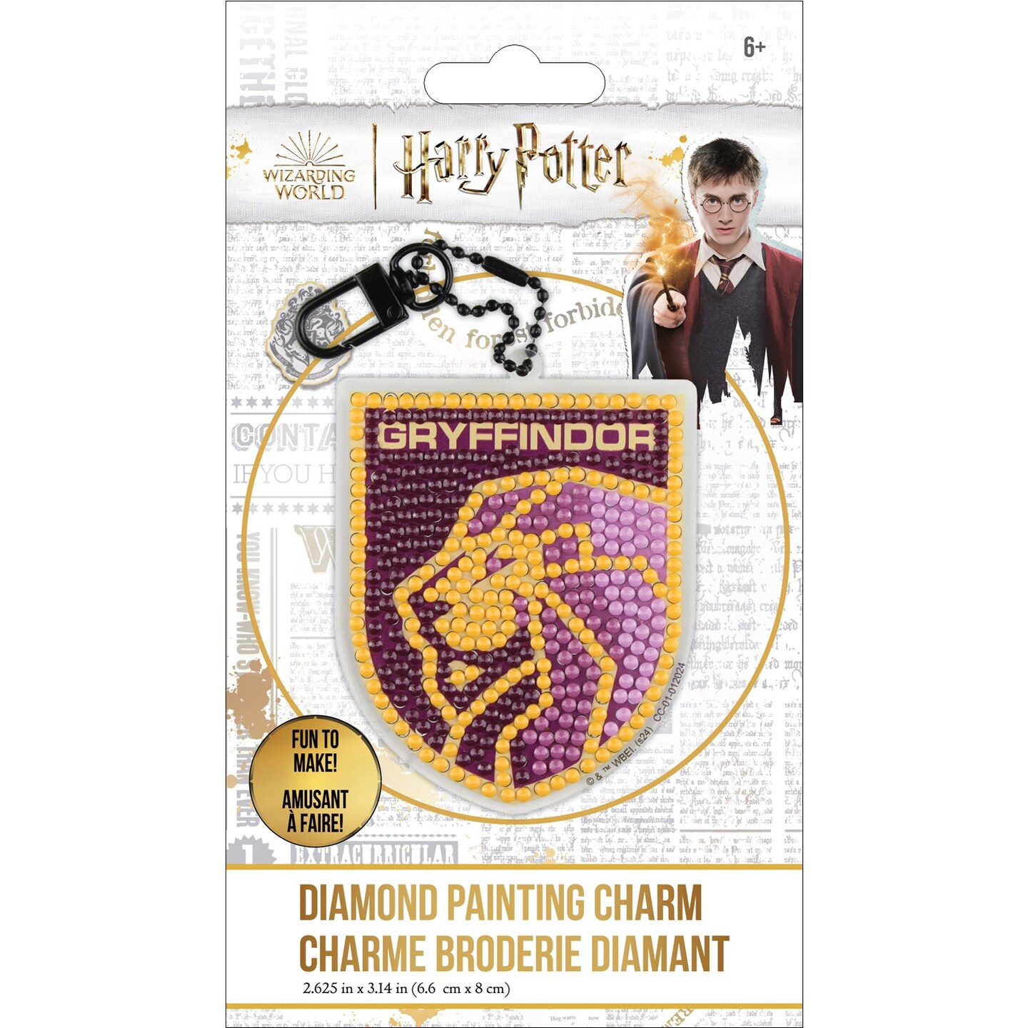 Camelot Dots Diamond Art Kit 2.625&#x22;X3.14&#x22; -Harry Potter Gryffindor Crest Charm