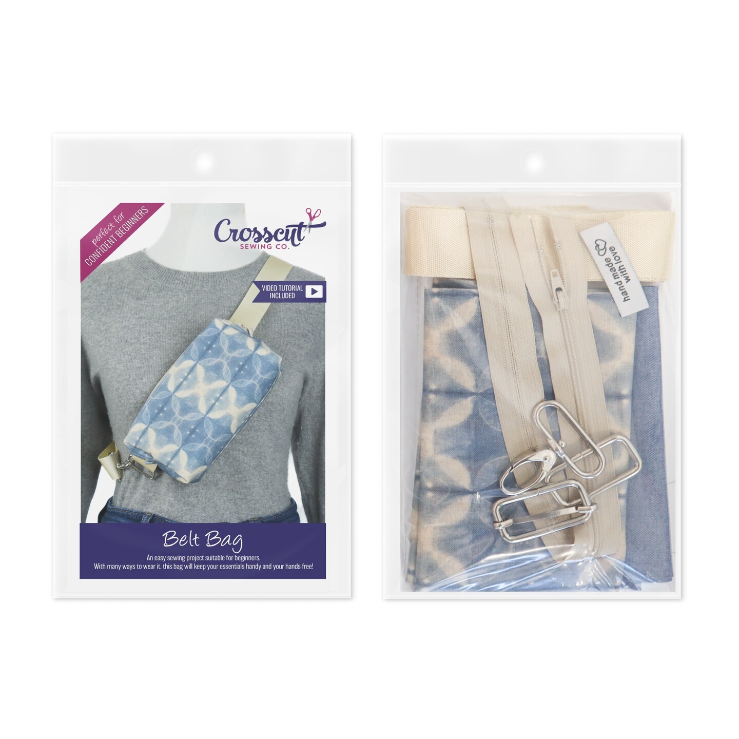 Crosscut Sewing Co.® Belt Bag Sewing Project Kit - Beginner Friendly DIY Sewing Kit