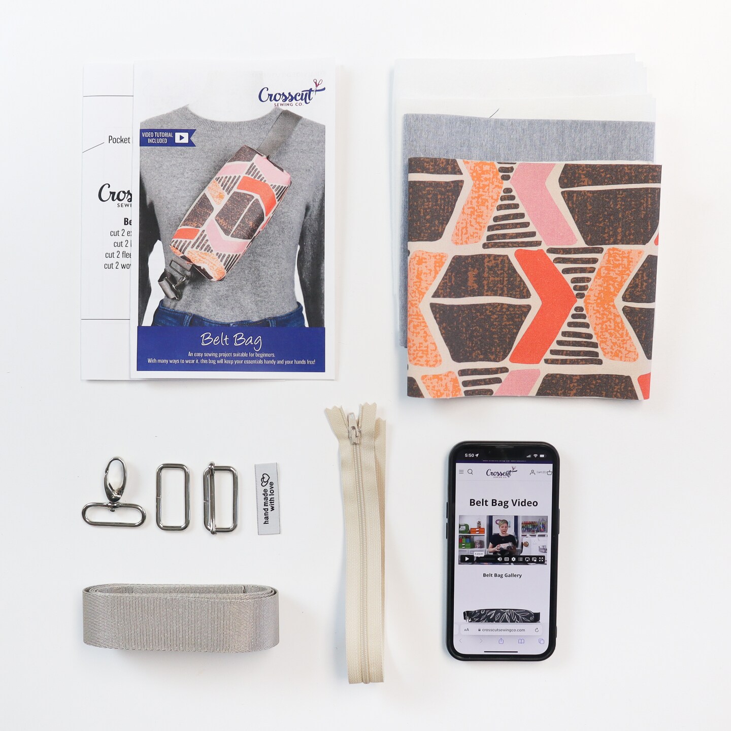 Crosscut Sewing Co.® Belt Bag Sewing Project Kit - Beginner Friendly DIY Sewing Kit