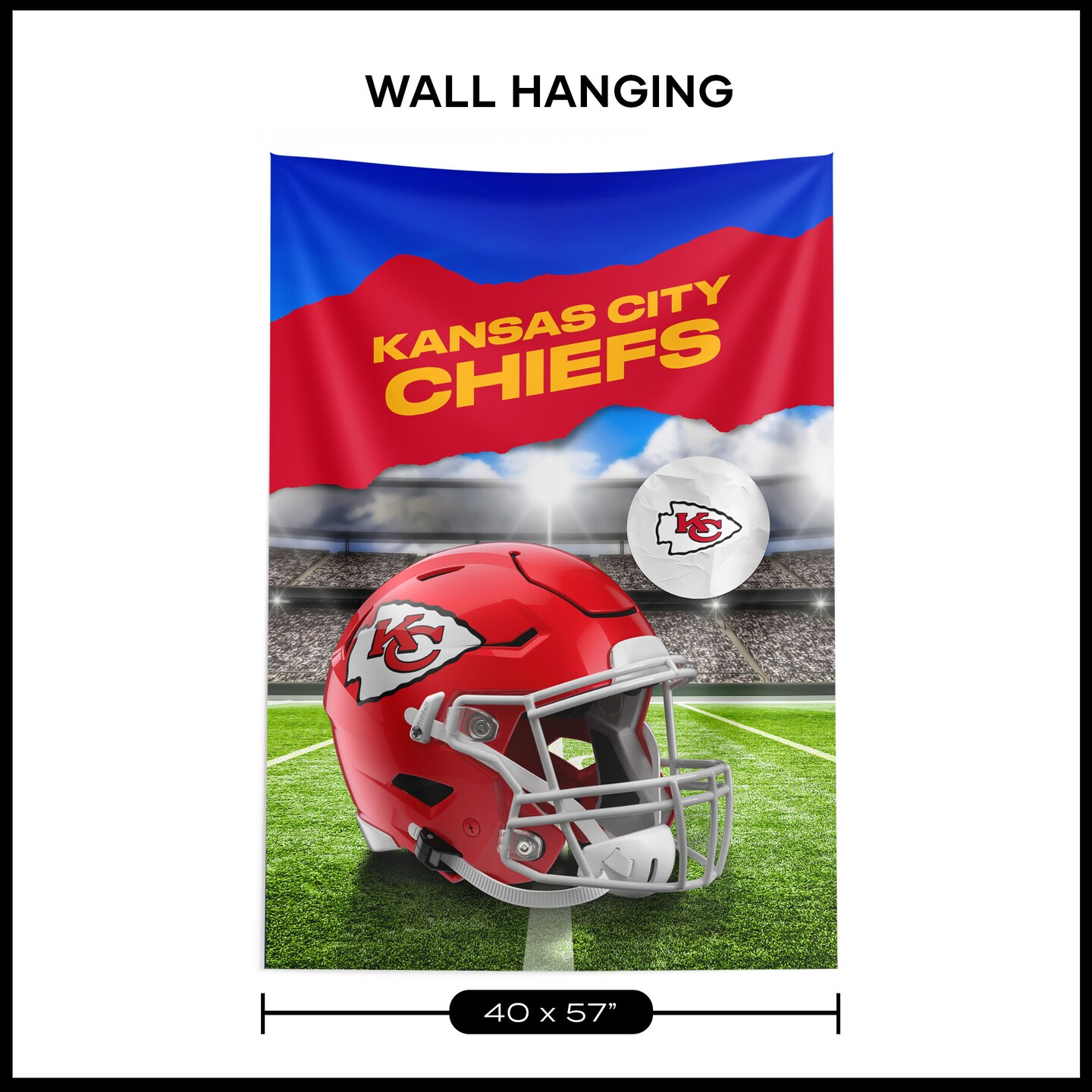 Kansas City Chiefs NFL Midfield Wall Hanging Tapestry 40 x 57 inches
