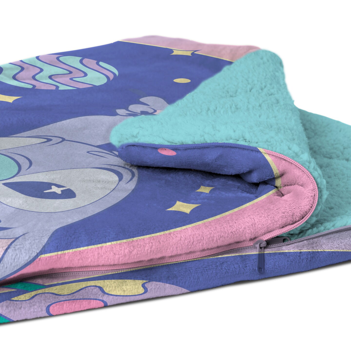 Disney Lilo and Stitch Weird Alien Silk Touch Throw Blanket Sherpa Slumber Bag 27&#xD7;56 Inches