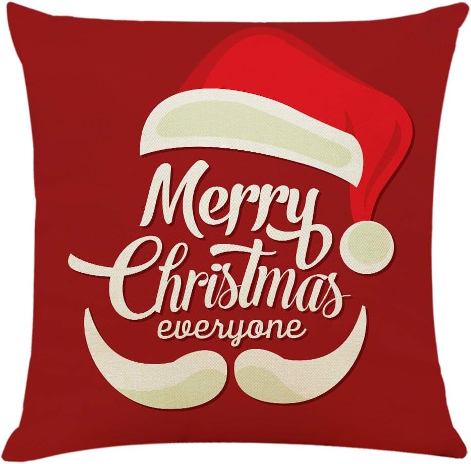 4PCS 18&#x22;X18&#x22; Throw Pillow Covers Christmas Decorative Couch Pillow Cases Cotton Linen Pillow Square Cushion Cover for Sofa, Couch, Bed and Car (Christmas-F)