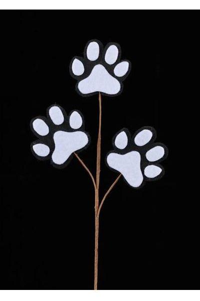 13.5&#x22; Felt Paw Print Spray: Black/White