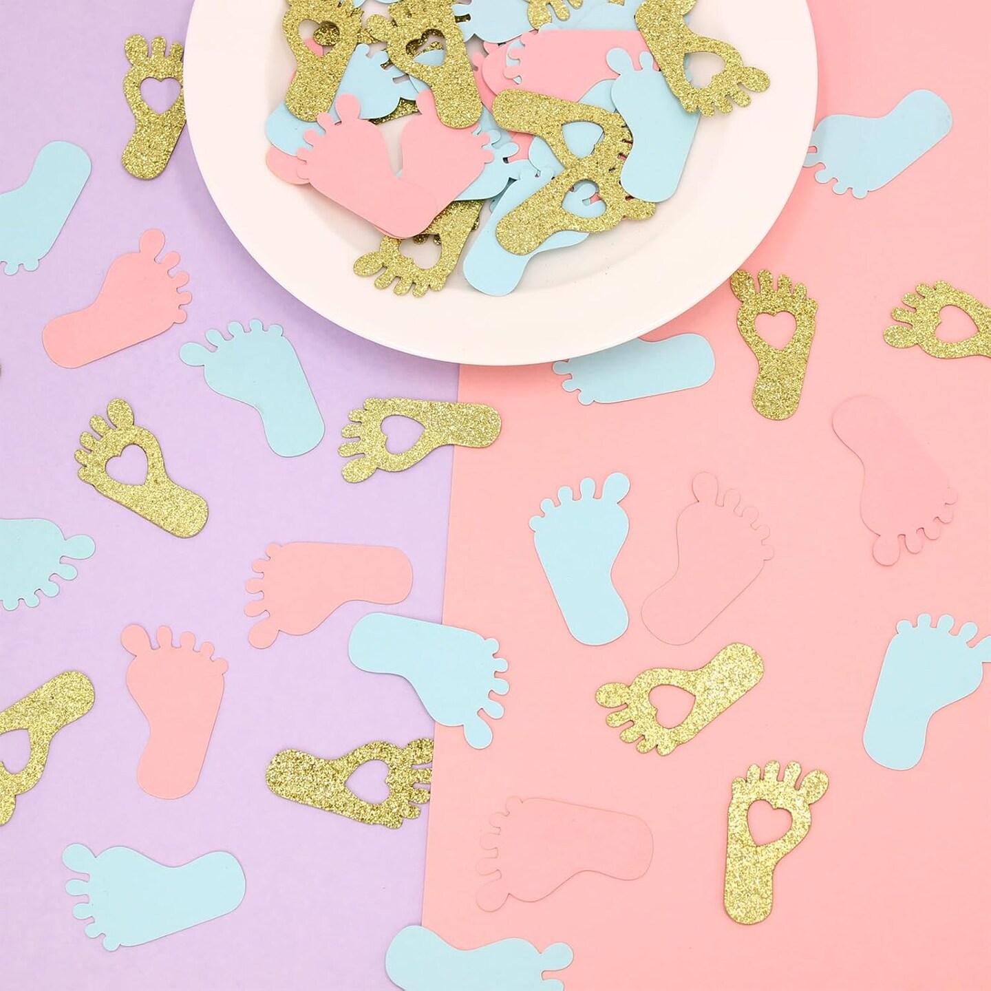 Footprint Baby Shower Confetti for Gender Reveal Party Table Decorations,Baby Gender Party Favor Candy Box/Bag DIY Decor Supplies 250CT