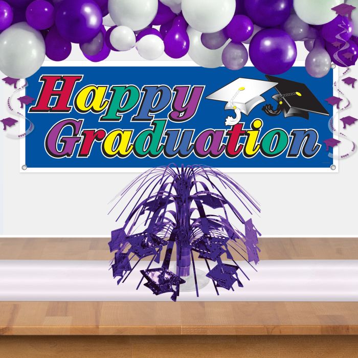 12 Pack Beistle Purple Grad Cap Mini Cascade Centerpiece