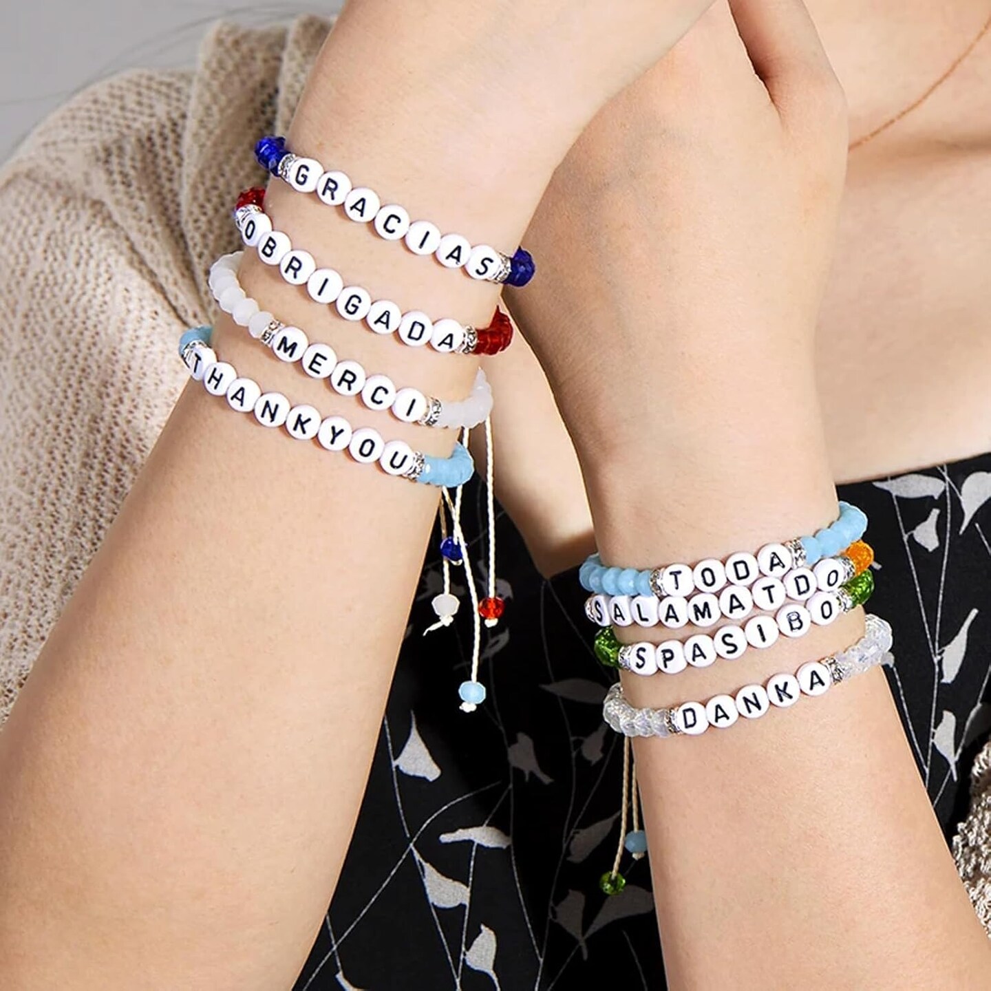 300Pcs Vowel Letter Pony Beads for Friendship Bracelets Making 4X7mm Individual Round White Alphabet Beads E