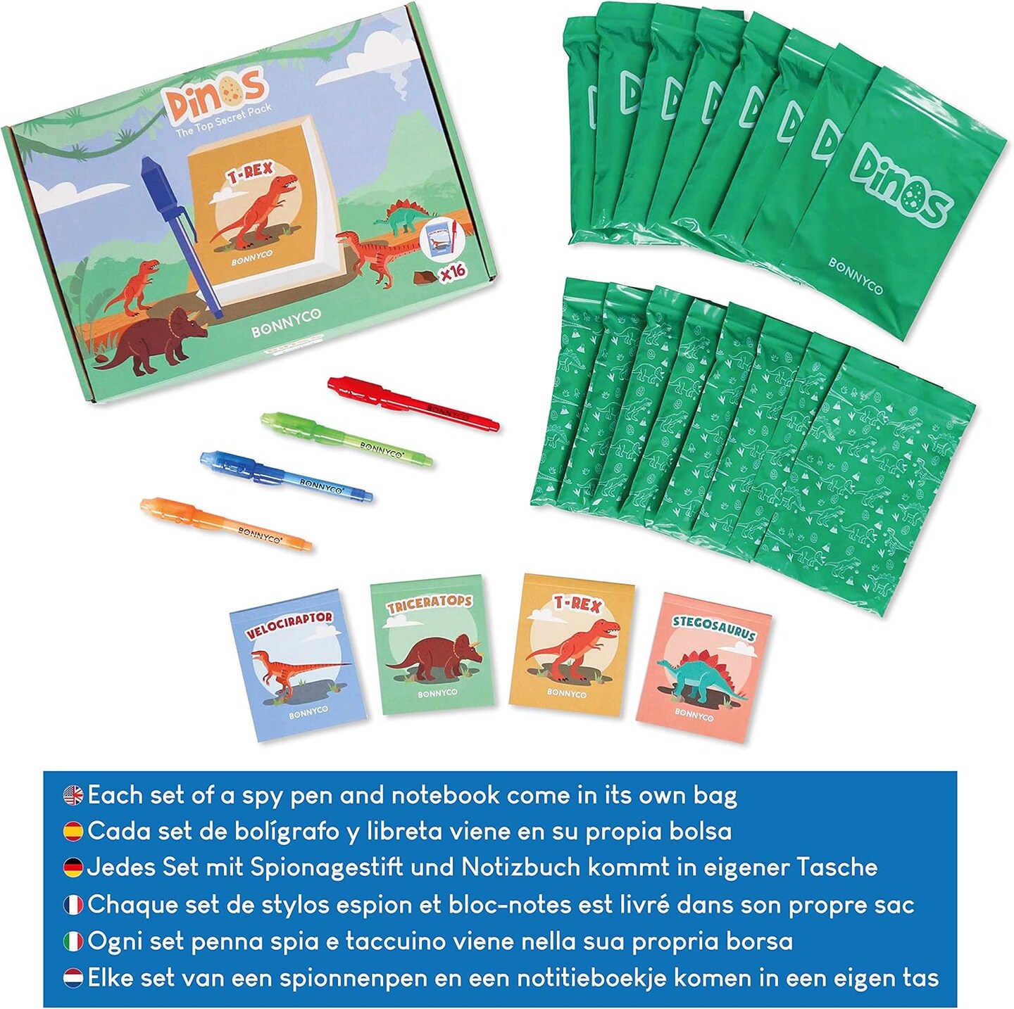 Invisible Ink Pen and Notebook Pack of 16 Dinosaur Party Favors for Kids | Spy Pen Dinosaur Birthday Party Supplies, Prizes for Kids | Magic Pen Birthday Party Favors, Prizes for Students