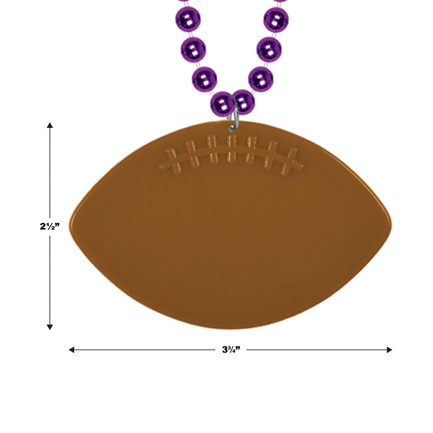 12 Pack Beistle Purple Party Bead Necklaces with Football Medallion